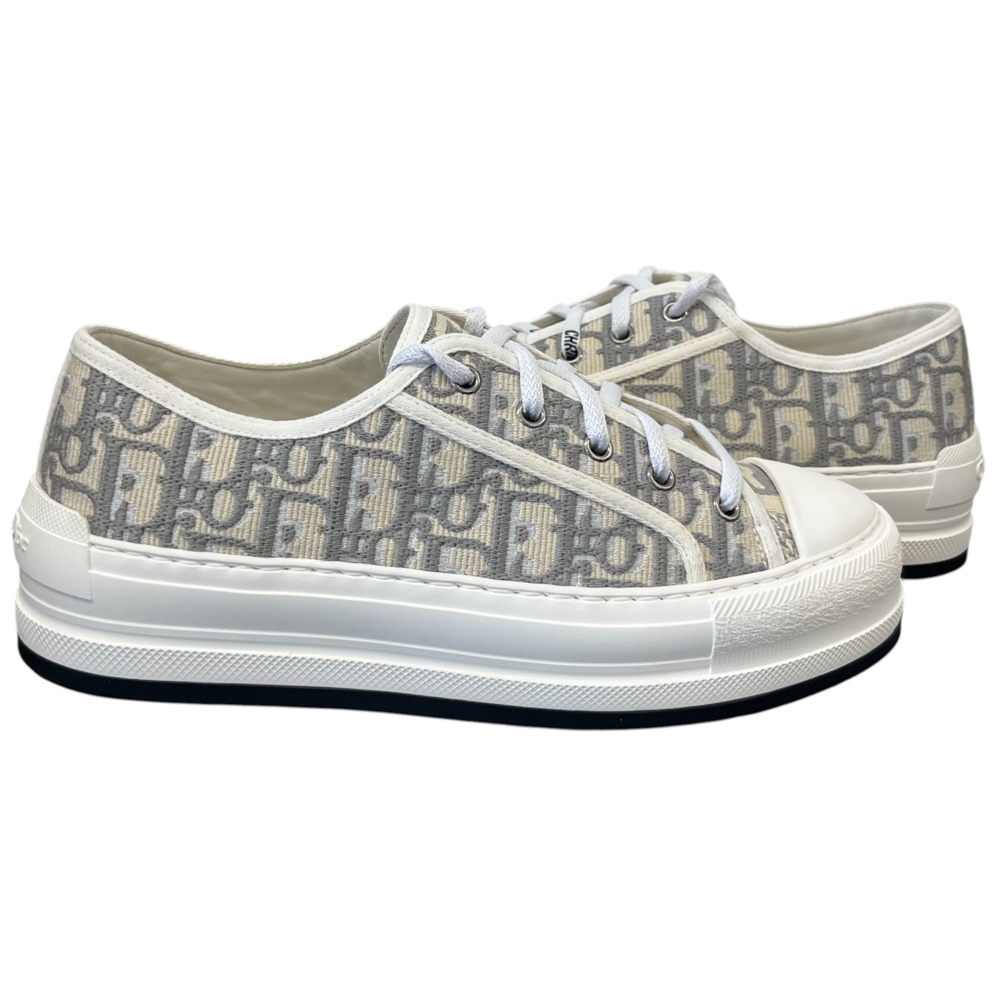 Women's Walk'N'Dior Oblique Embroidered Low Trainers Grey Size EU 39 / UK 6