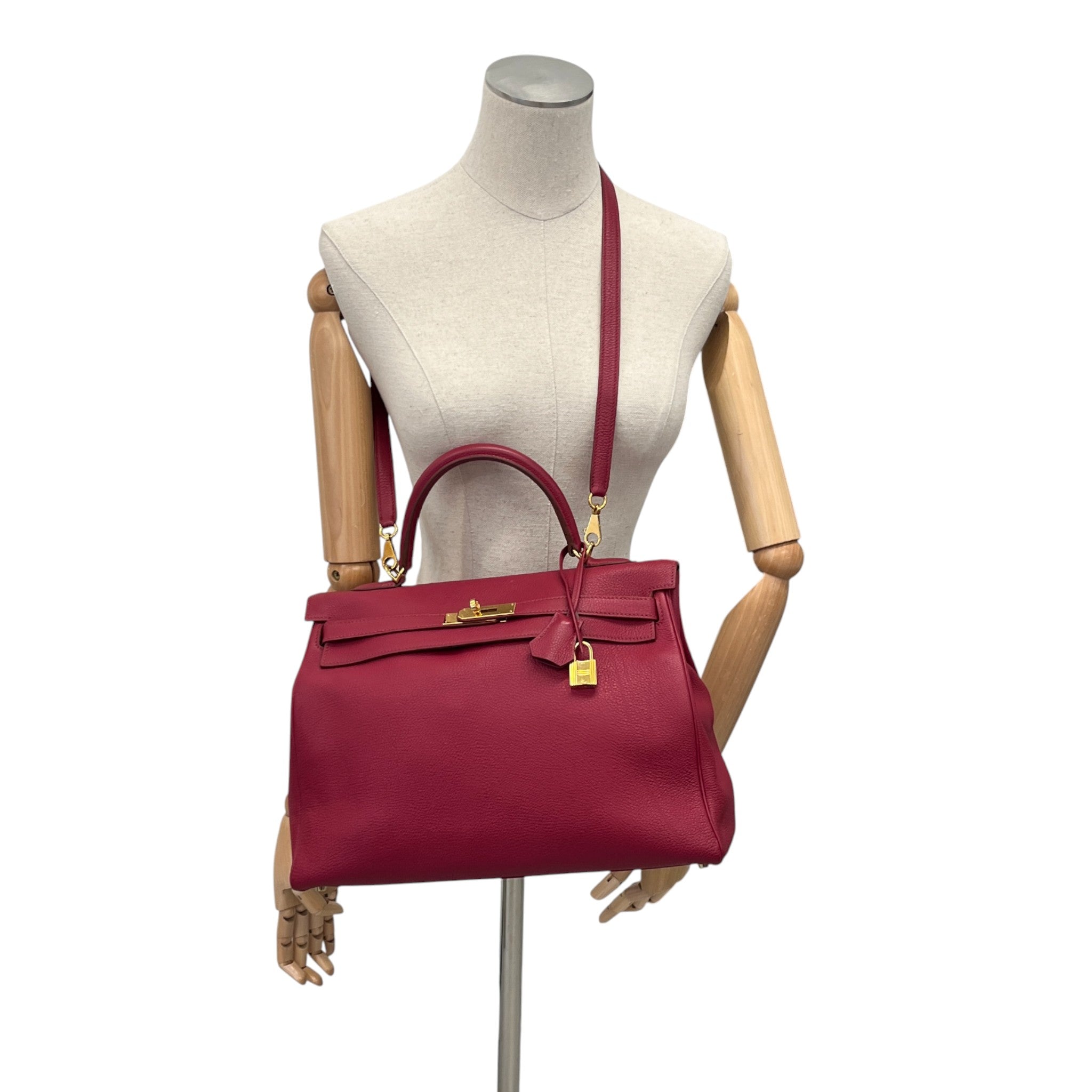 Women's Kelly 35 Clemence Rouge Bag Burgundy