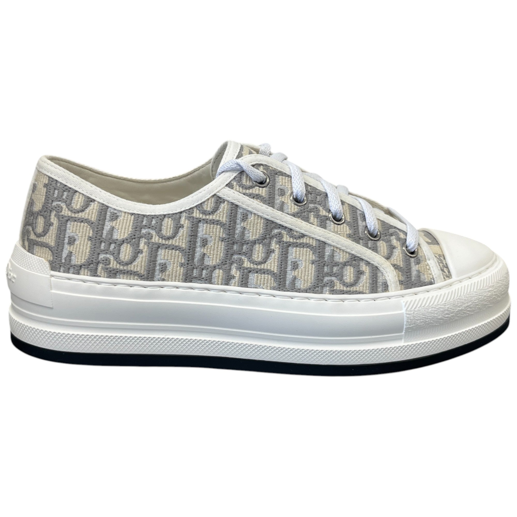 Women's Walk'N'Dior Oblique Embroidered Low Trainers Grey Size EU 39 / UK 6