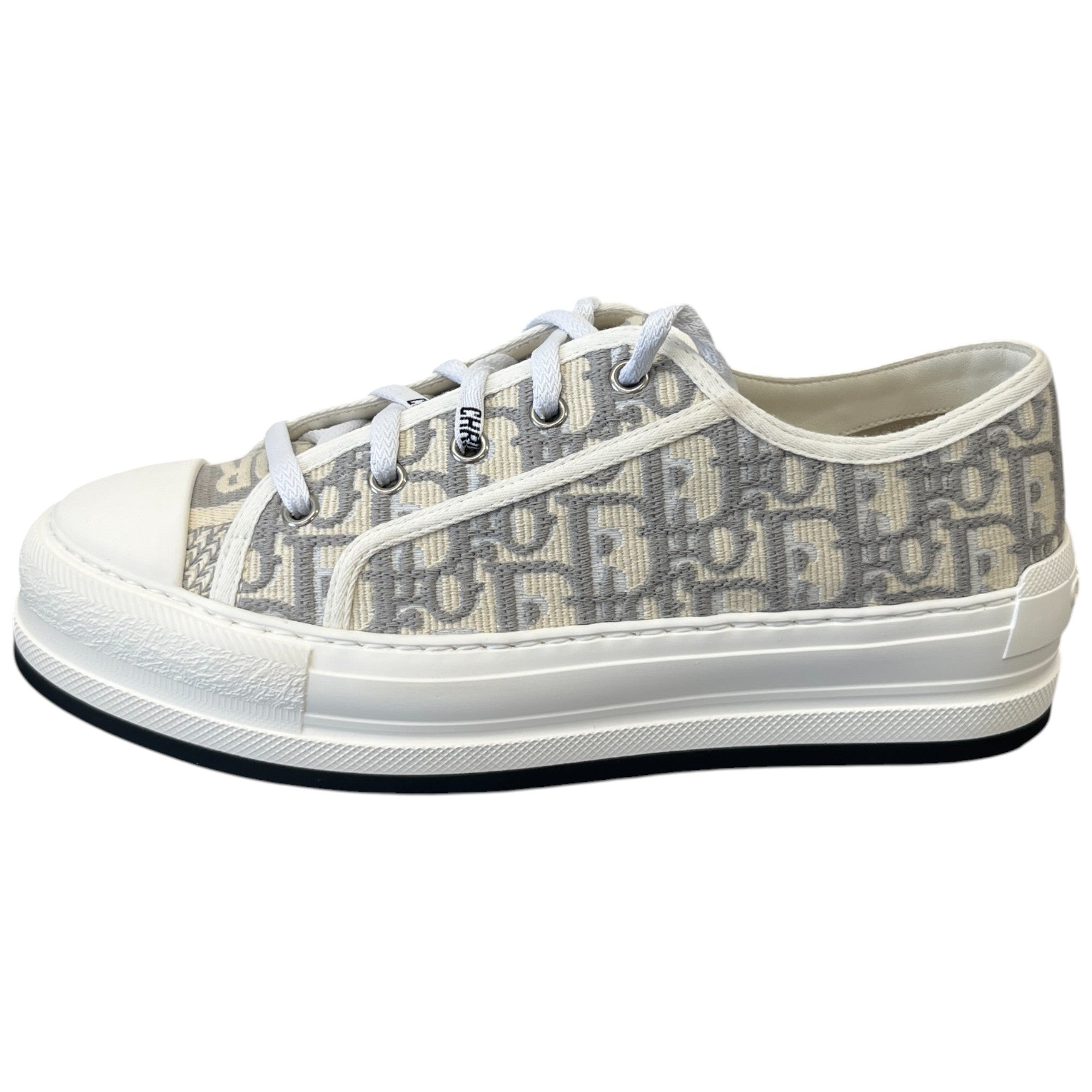 Women's Walk'N'Dior Oblique Embroidered Low Trainers Grey Size EU 39 / UK 6
