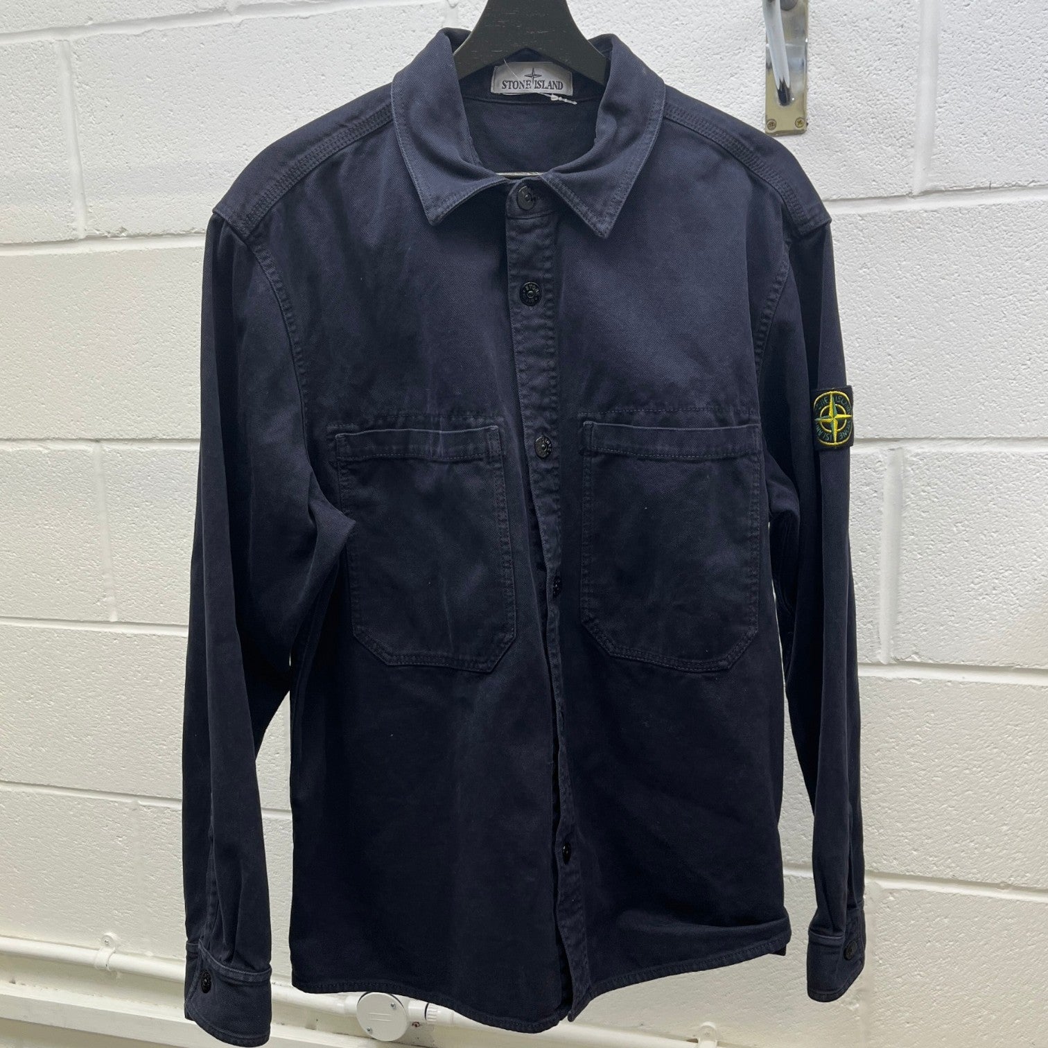 Men's Applique Logo OverShirt Navy Size L