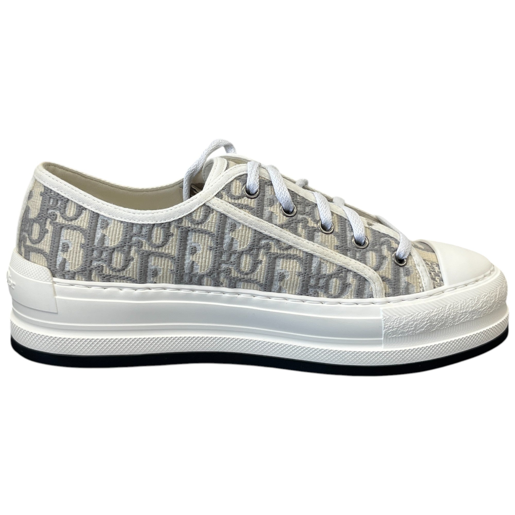 Women's Walk'N'Dior Oblique Embroidered Low Trainers Grey Size EU 39 / UK 6