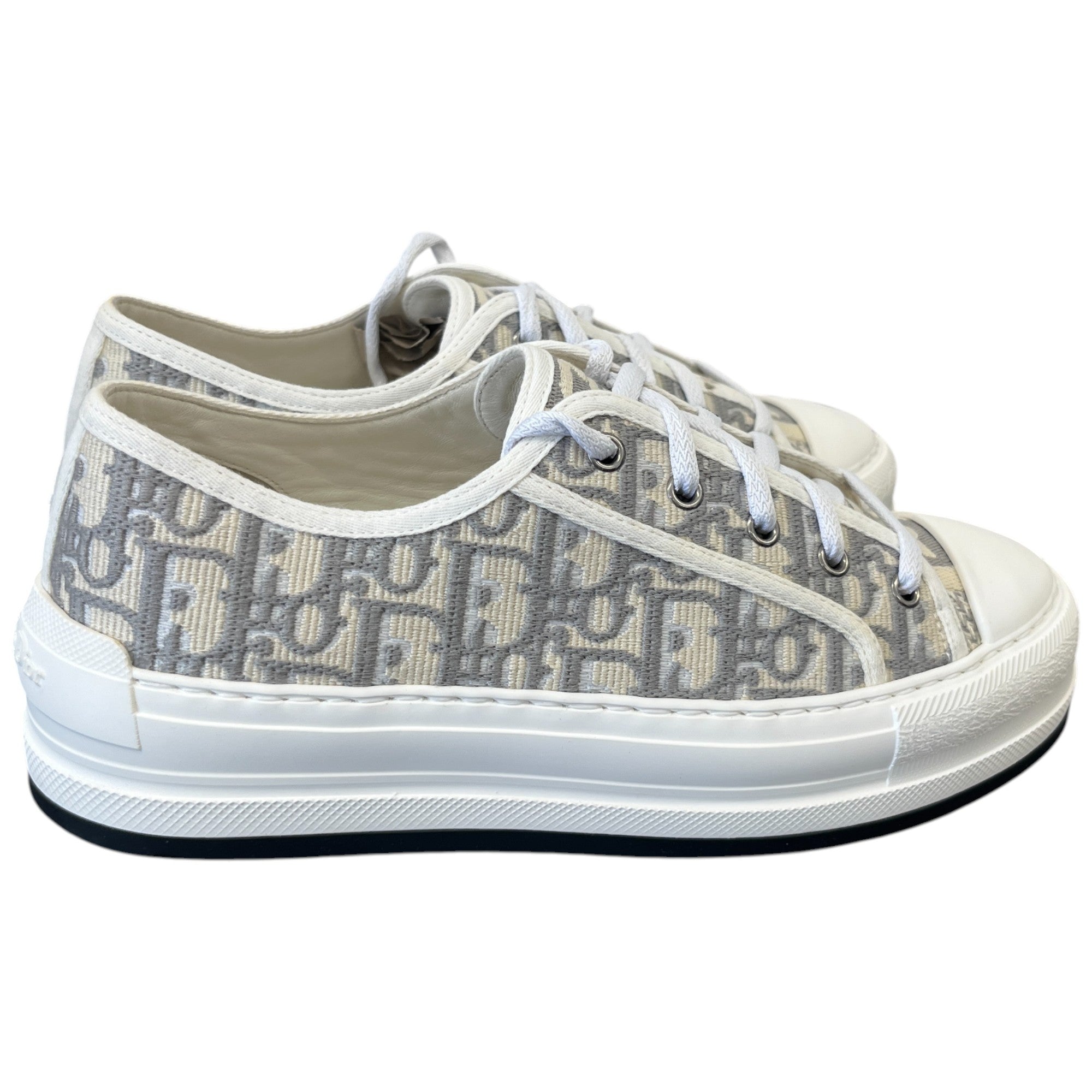 Women's Walk'N'Dior Oblique Embroidered Low Trainers Grey Size EU 39 / UK 6