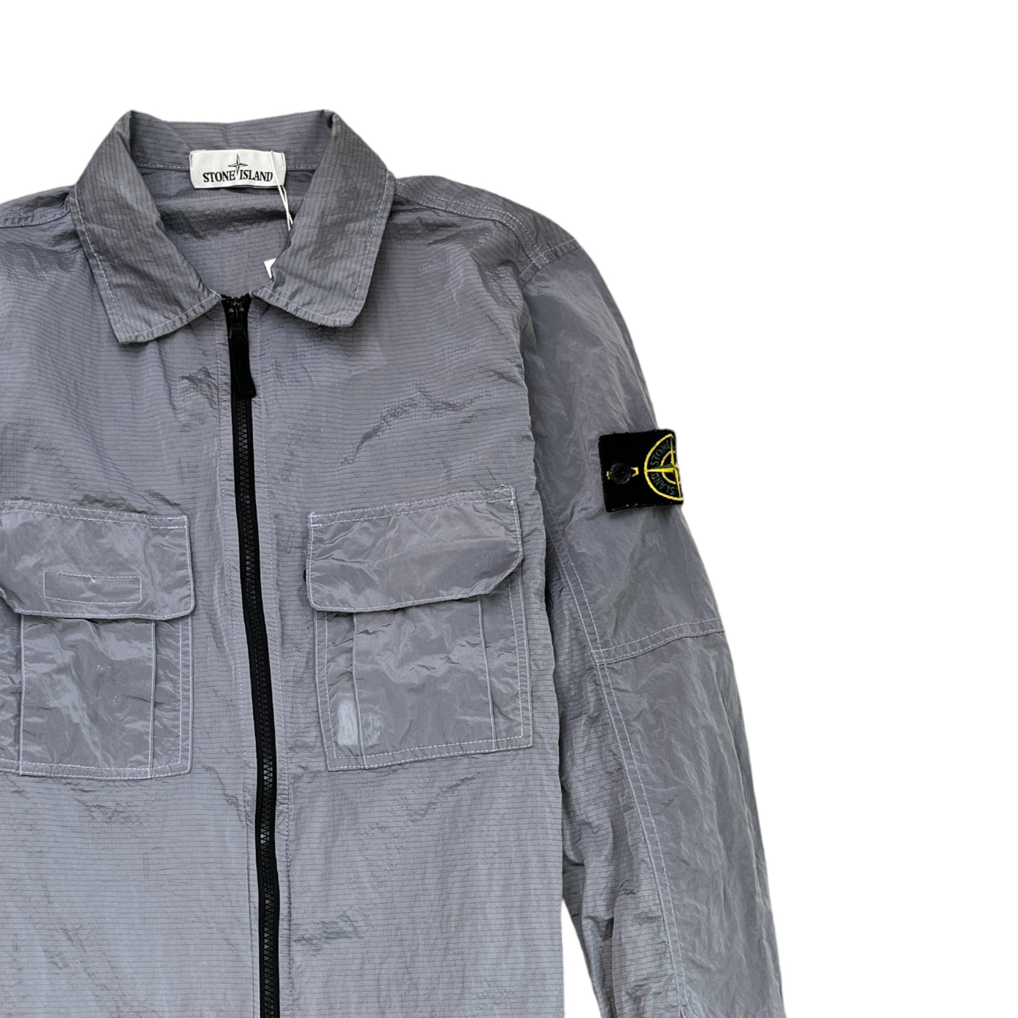 Men's Nylon Metal OverShirt Silver Size S