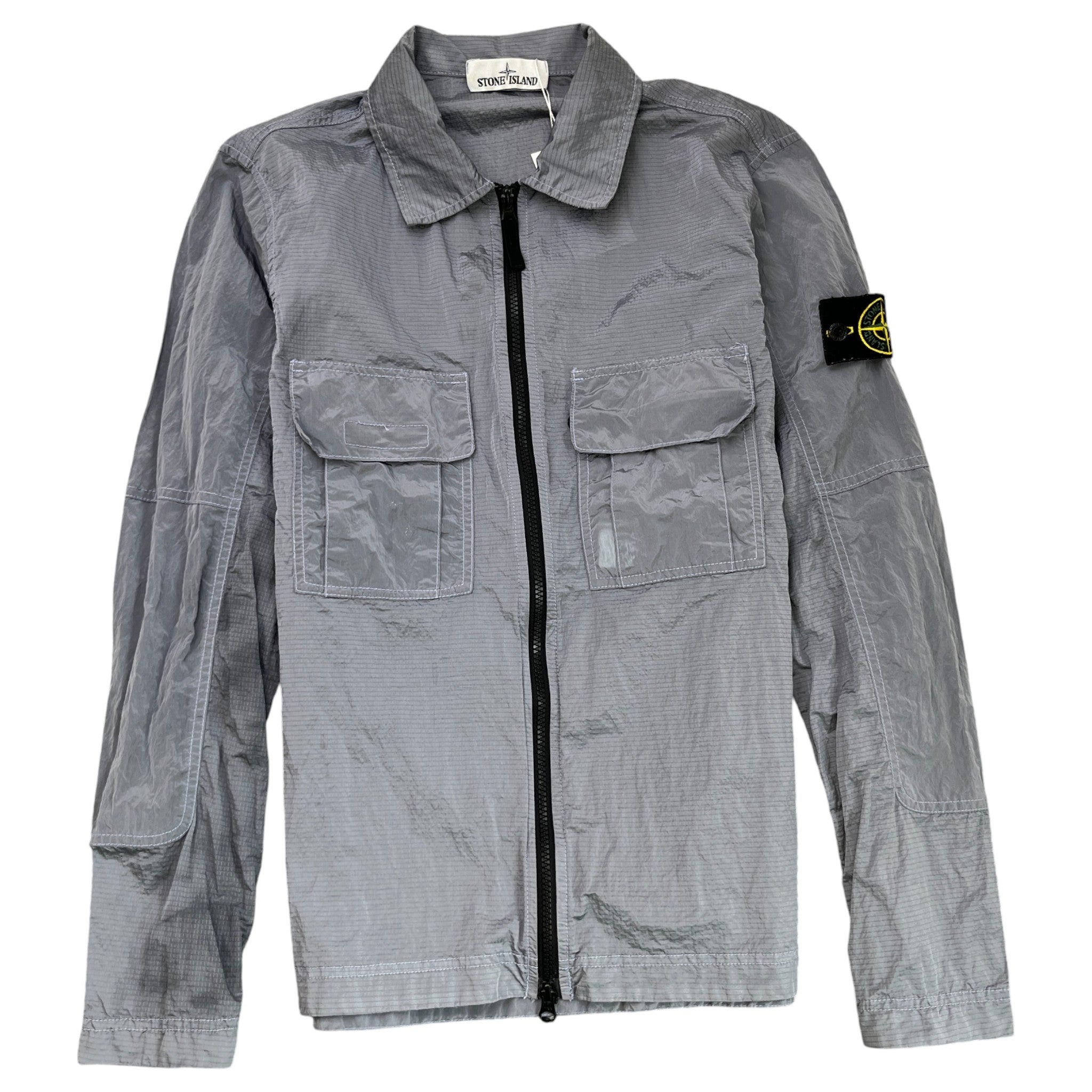 Men's Nylon Metal OverShirt Silver Size S
