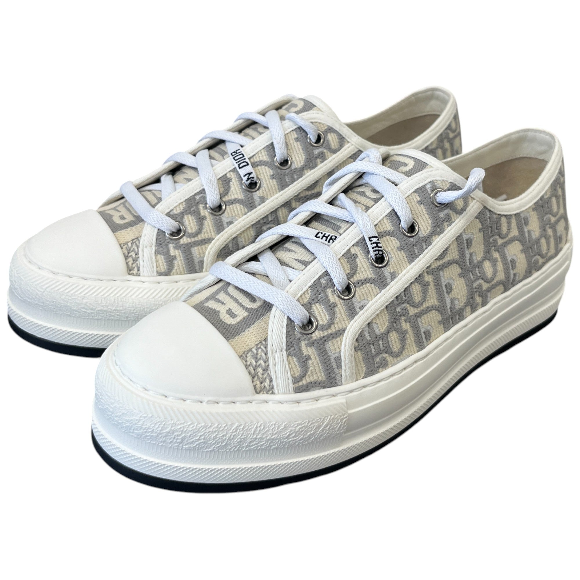 Women's Walk'N'Dior Oblique Embroidered Low Trainers Grey Size EU 39 / UK 6