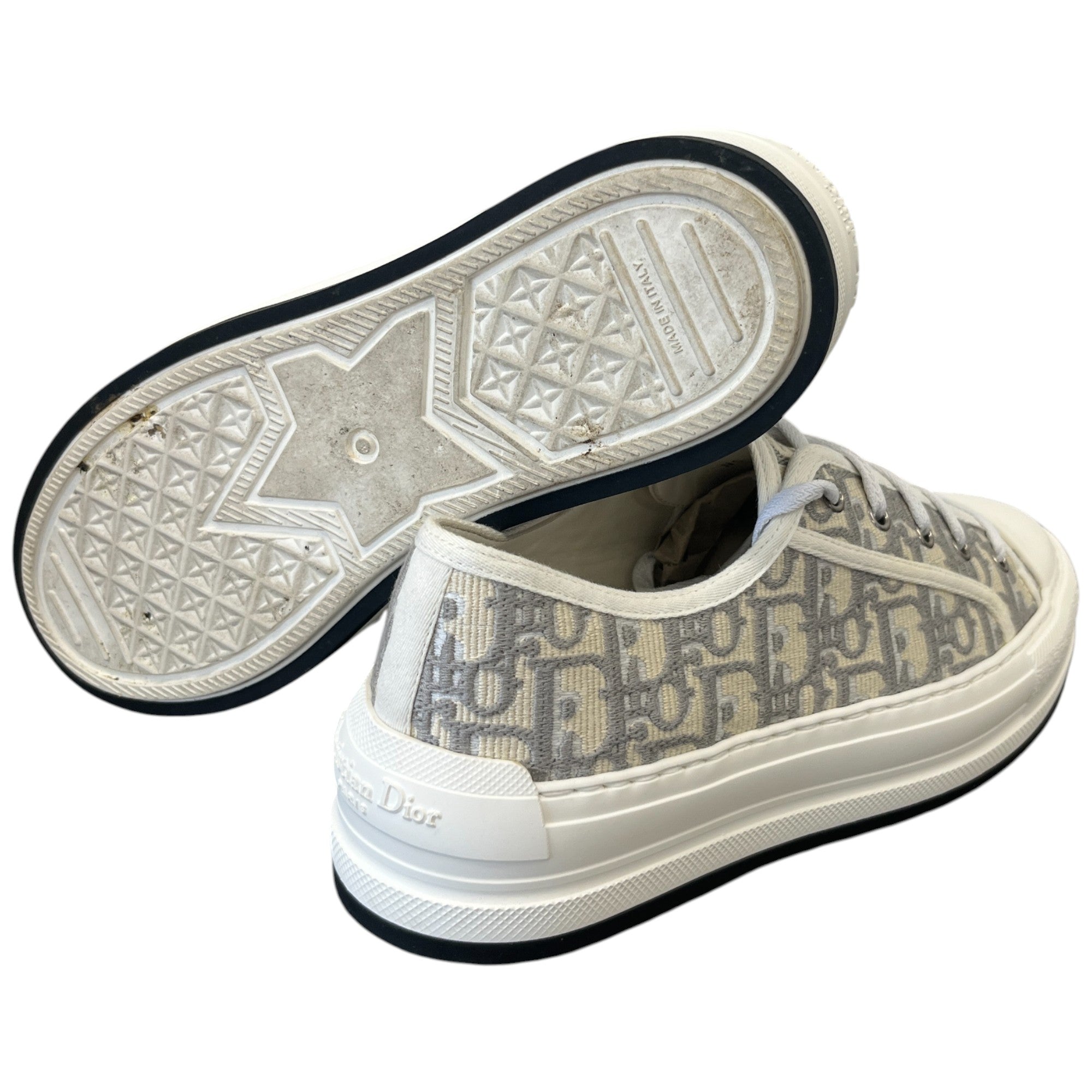 Women's Walk'N'Dior Oblique Embroidered Low Trainers Grey Size EU 39 / UK 6