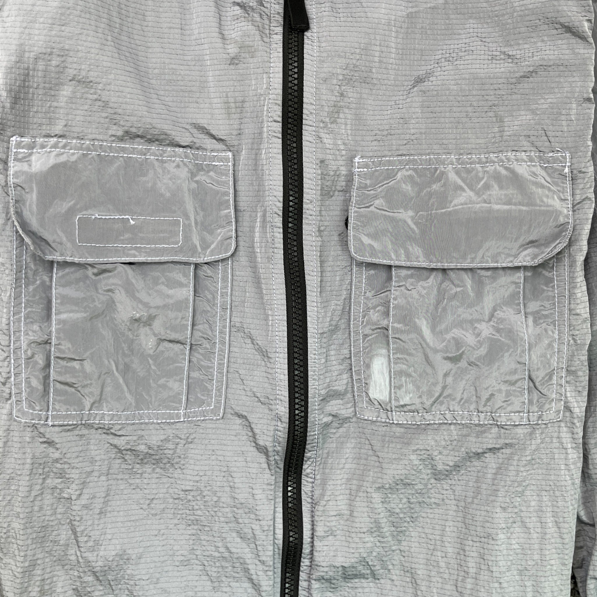 Men's Nylon Metal OverShirt Silver Size S