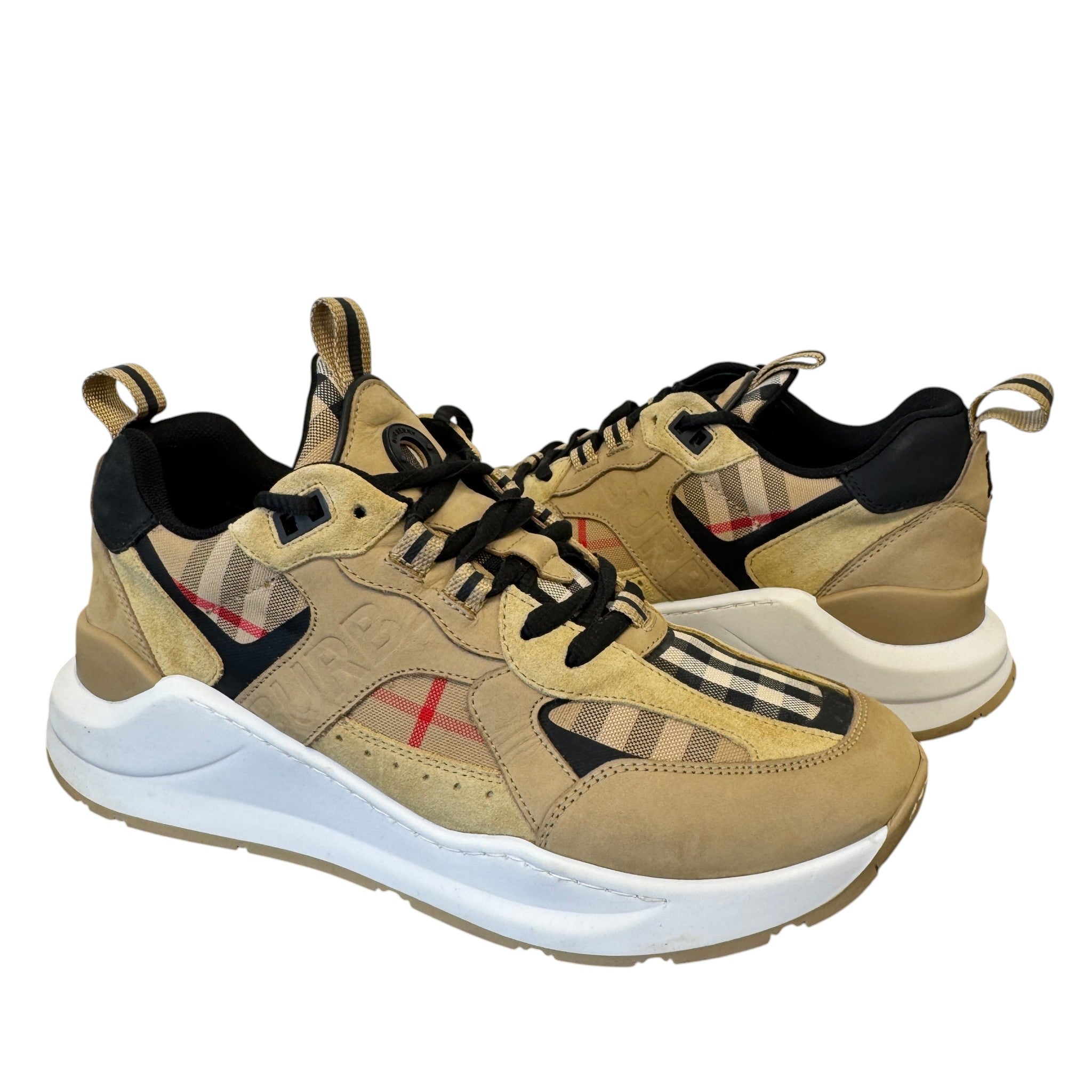 Men's Archive Check Low Trainers Beige Size EU 41 / UK 7