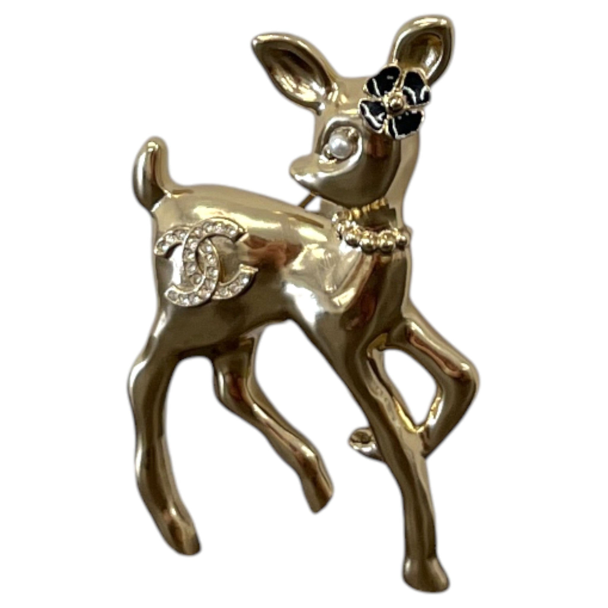 Women's Cc Bambi Pearl Brooch Gold