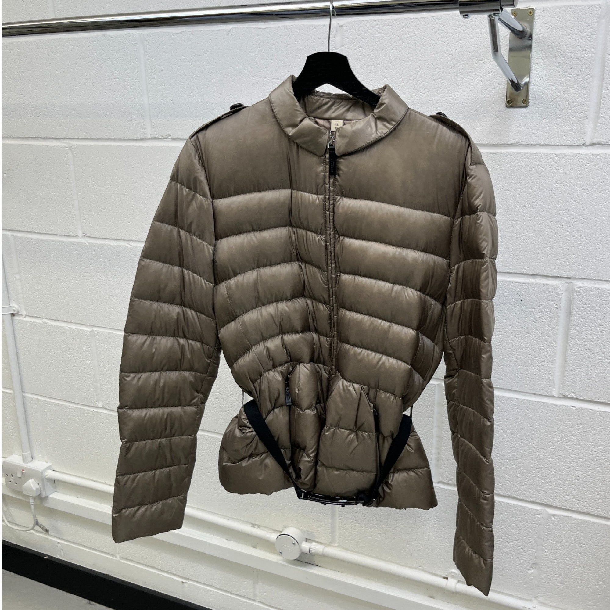 Women's Belted Down Jacket Beige Size XL