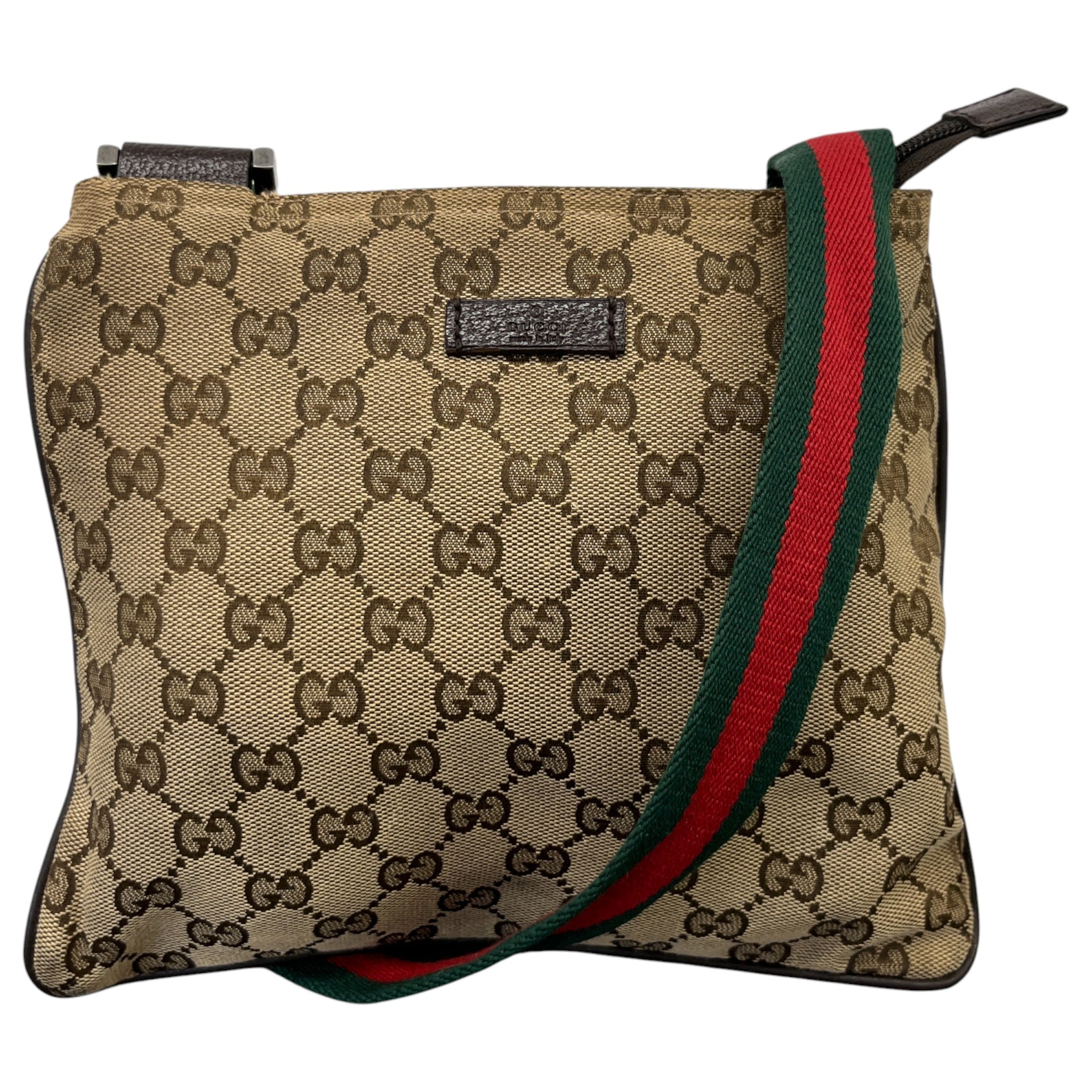 Men's Gg Supreme Web Strap Messenger Bag Beige