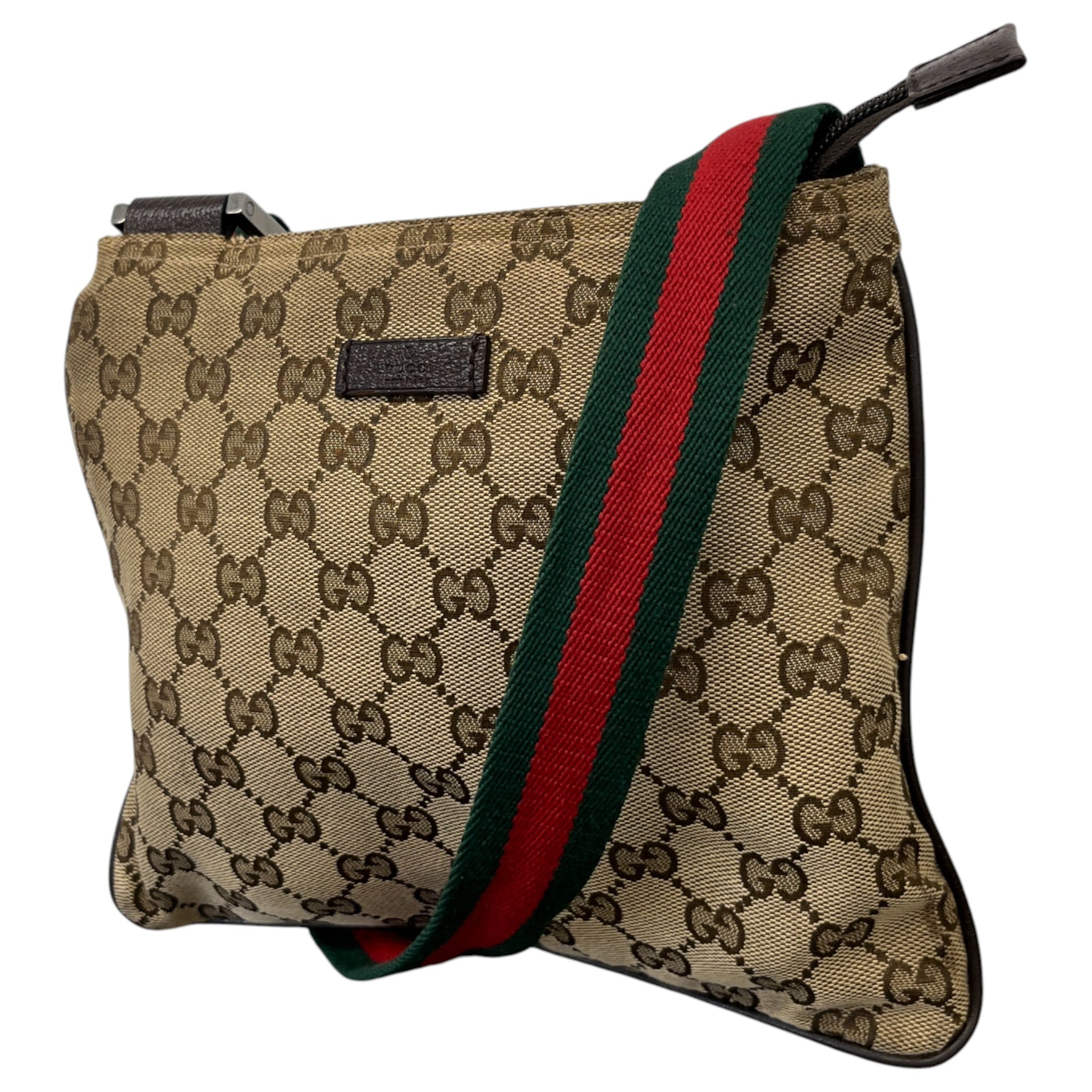 Men's Gg Supreme Web Strap Messenger Bag Beige