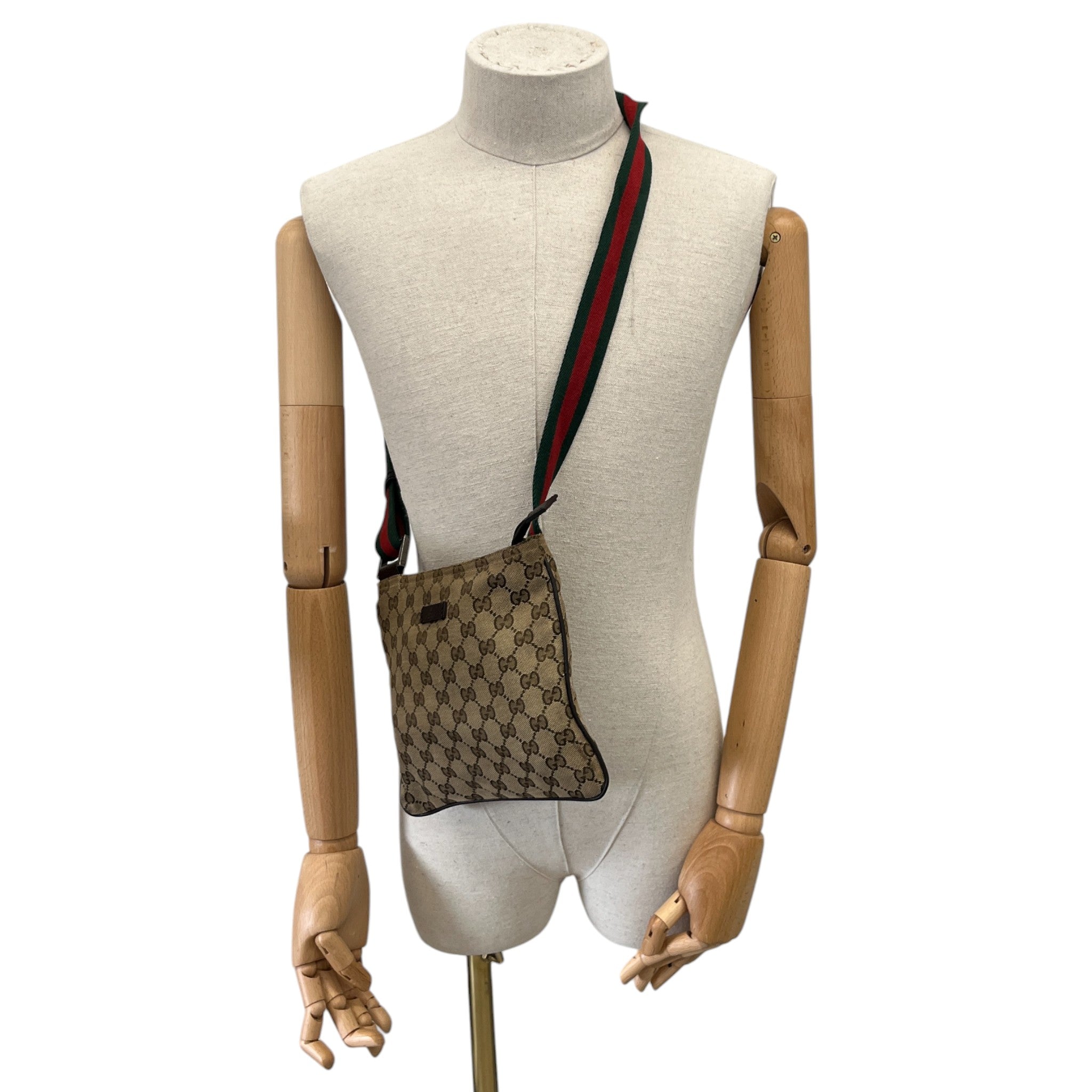 Men's Gg Supreme Web Strap Messenger Bag Beige