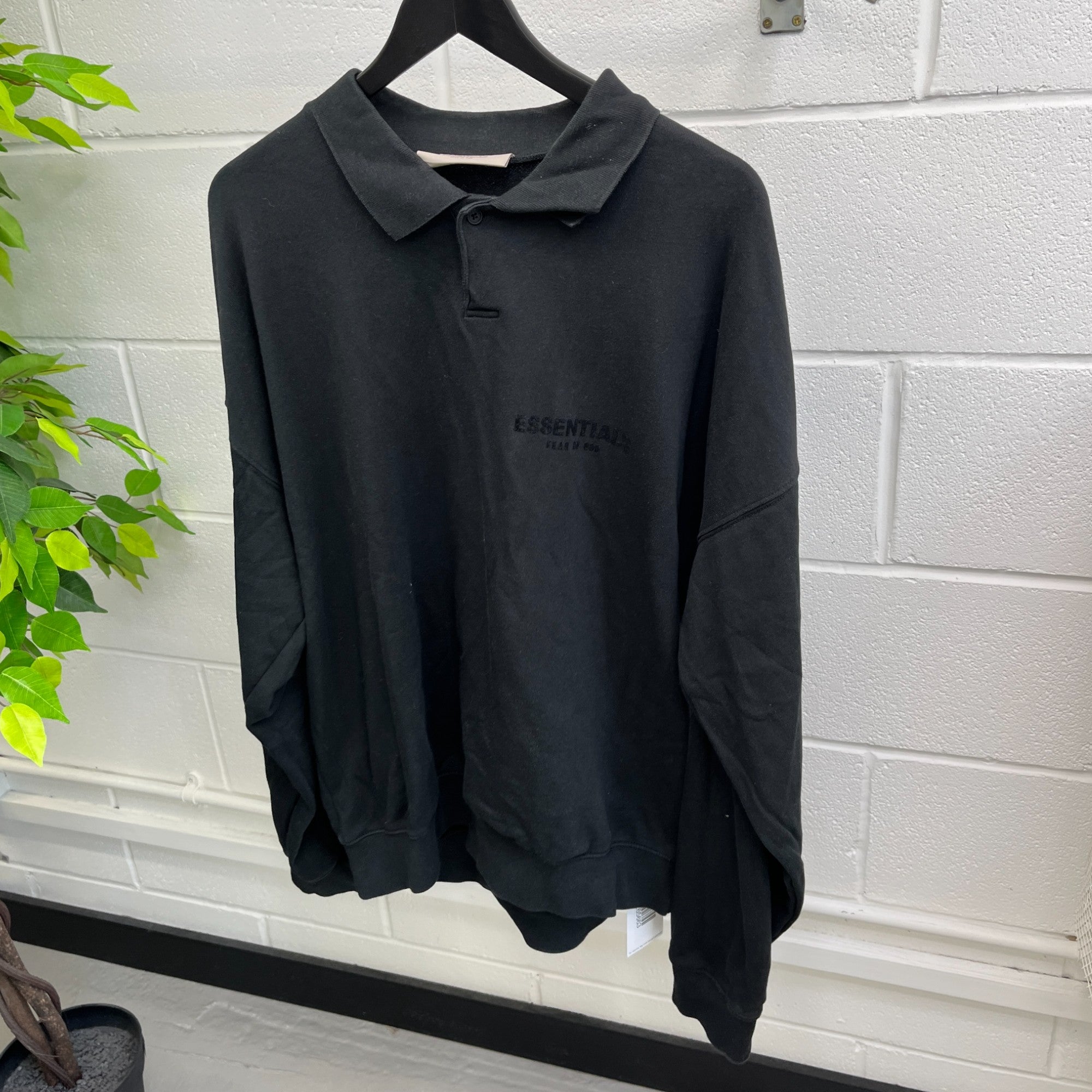 Men's Rubber Logo Polo Shirt Black Size L