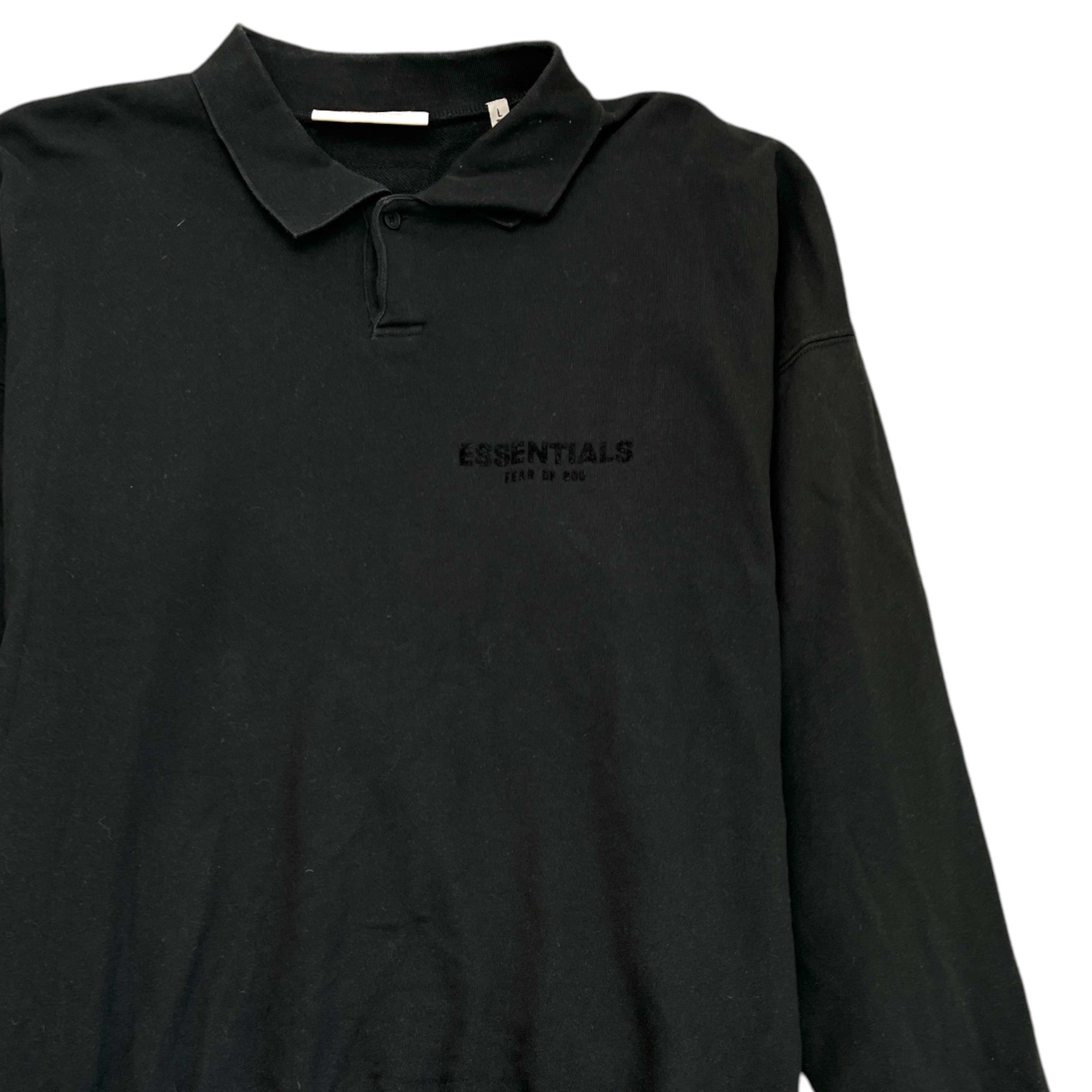 Men's Rubber Logo Polo Shirt Black Size L