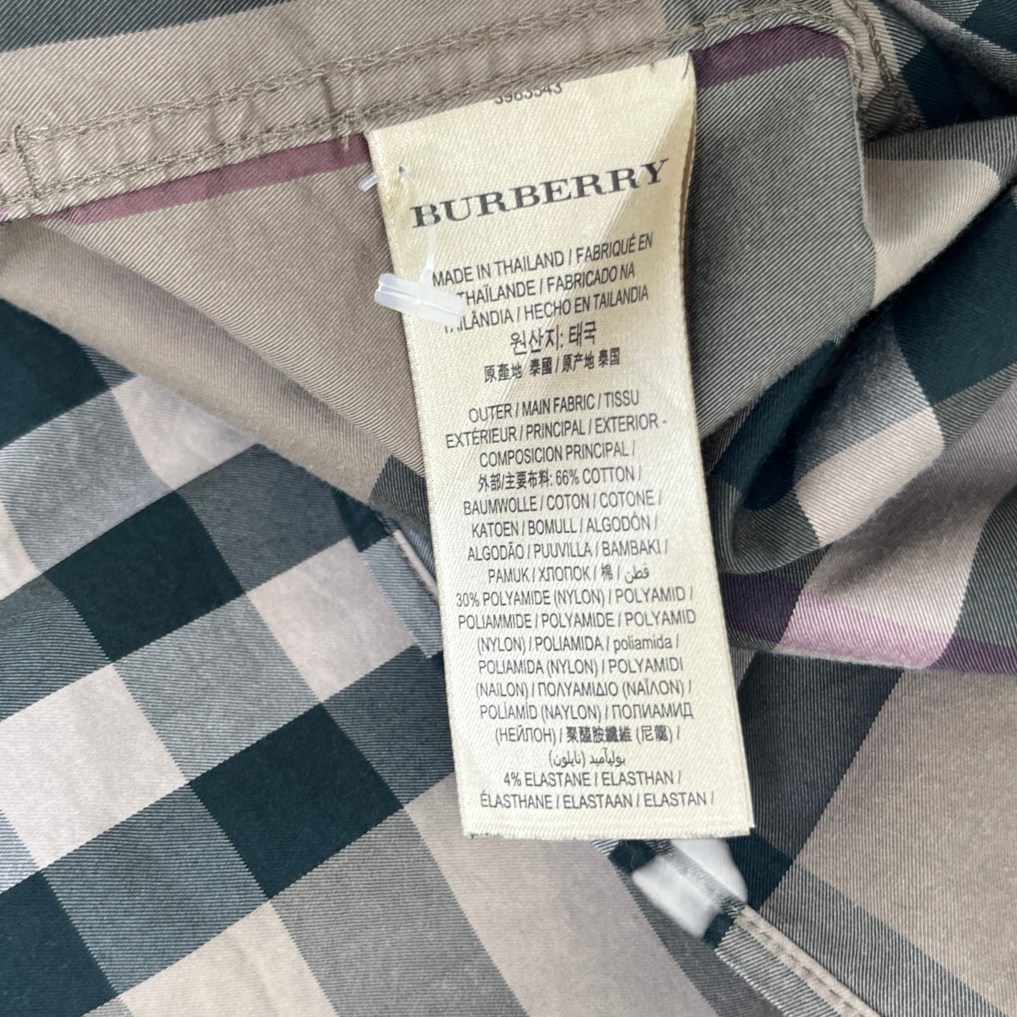 Men's Check Print Long Sleeve Shirt Beige Size S
