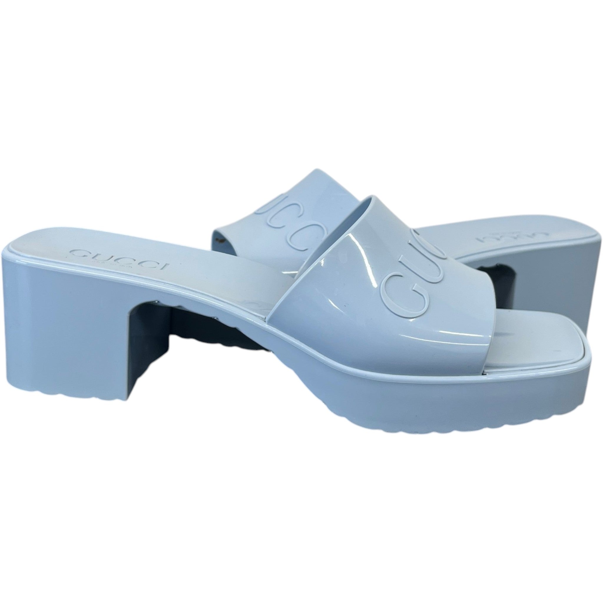 Women's Rubber Logo Heels Blue Size EU 38 / UK 5