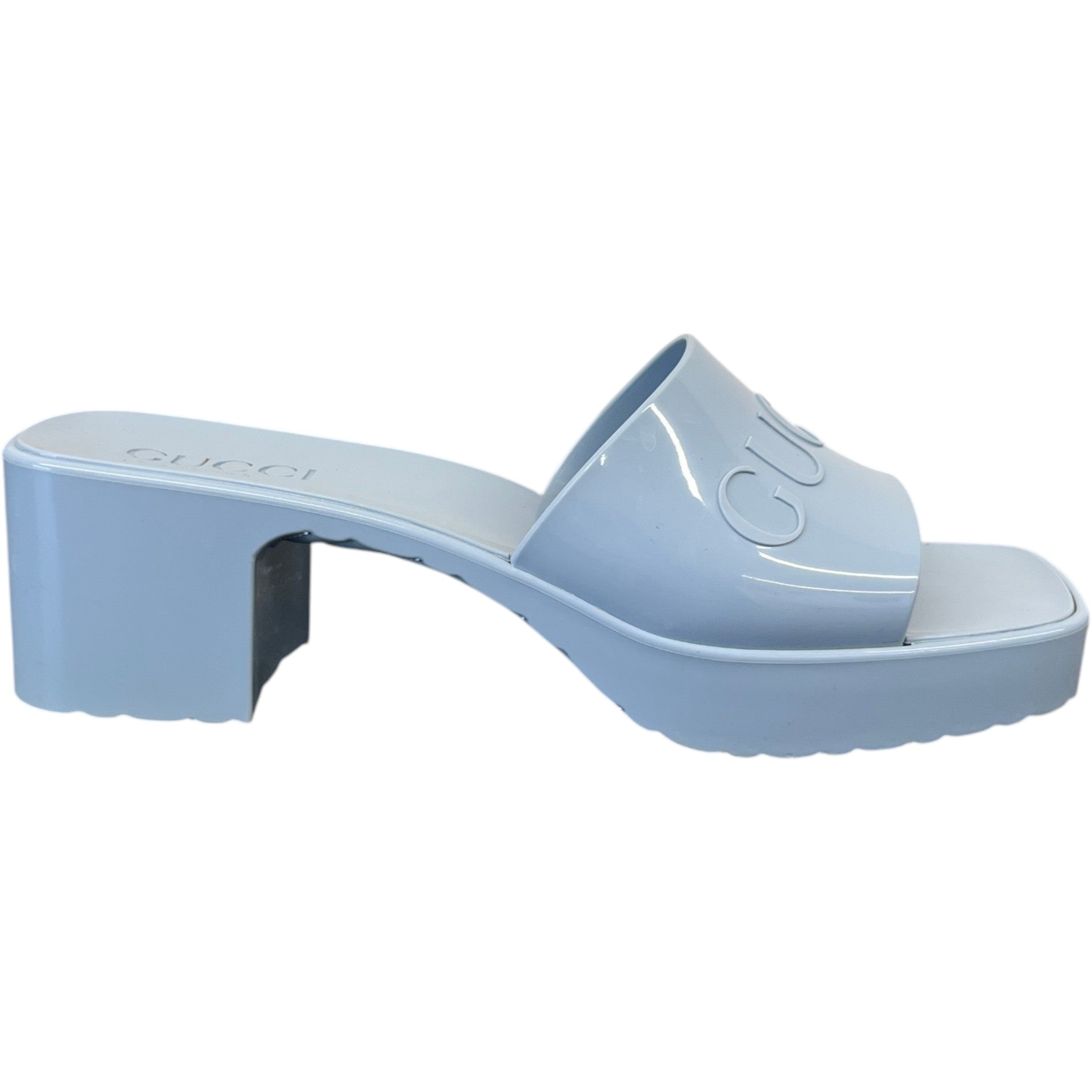 Women's Rubber Logo Heels Blue Size EU 38 / UK 5
