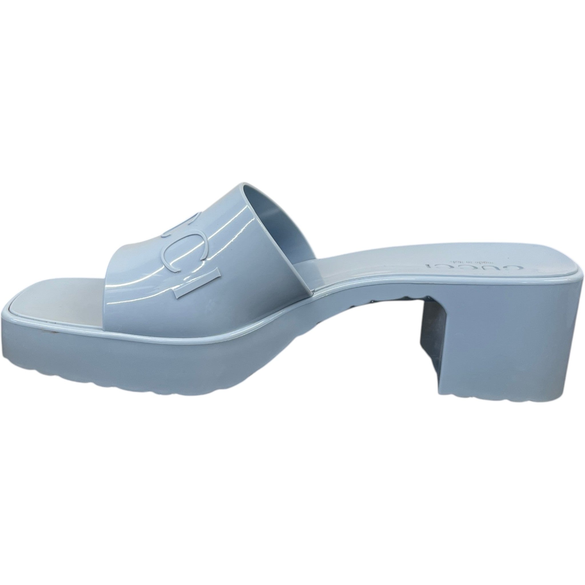 Women's Rubber Logo Heels Blue Size EU 38 / UK 5