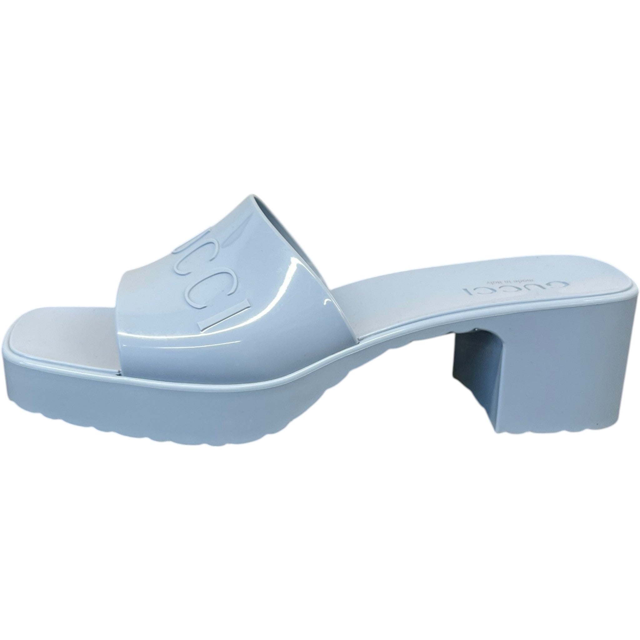 Women's Rubber Logo Heels Blue Size EU 38 / UK 5