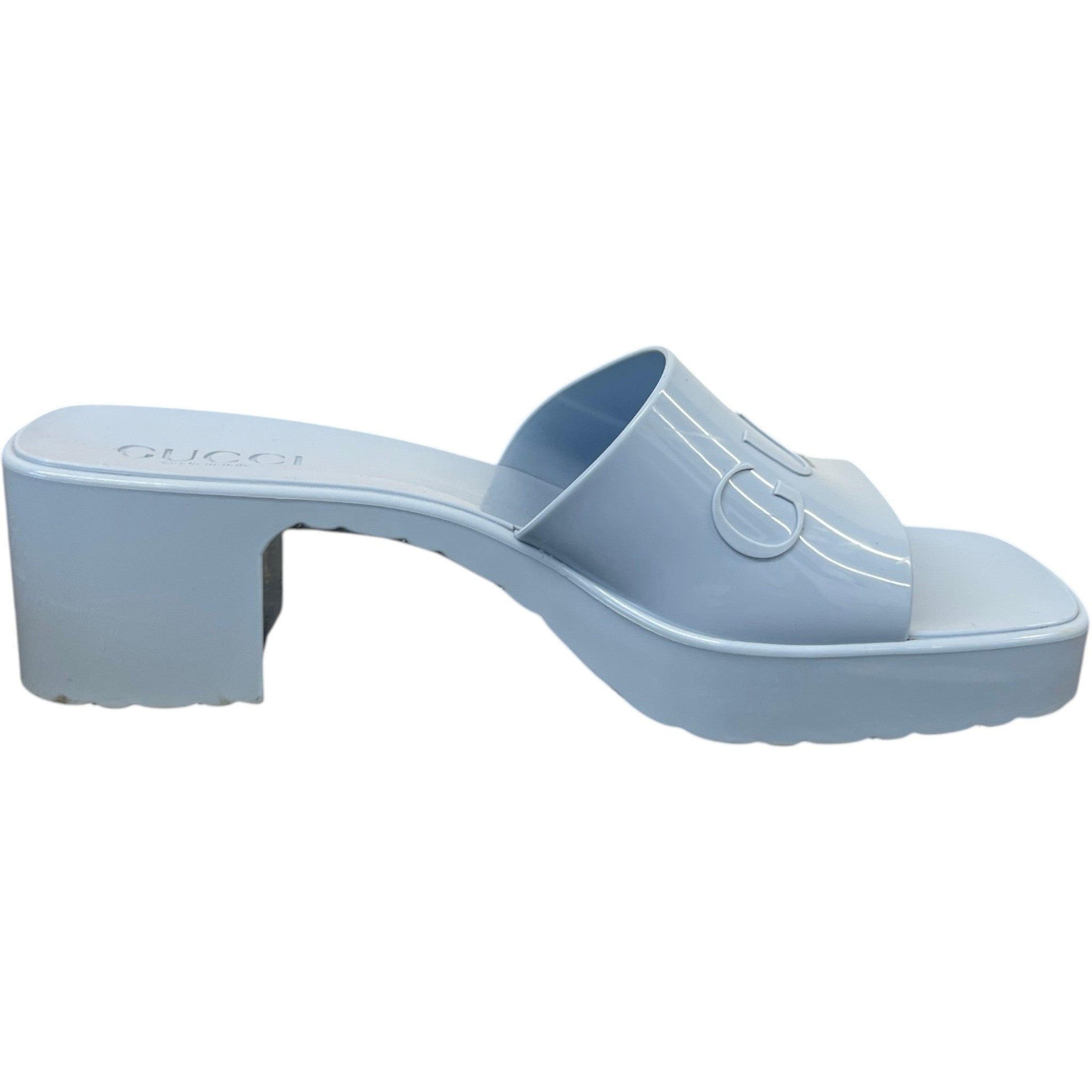 Women's Rubber Logo Heels Blue Size EU 38 / UK 5