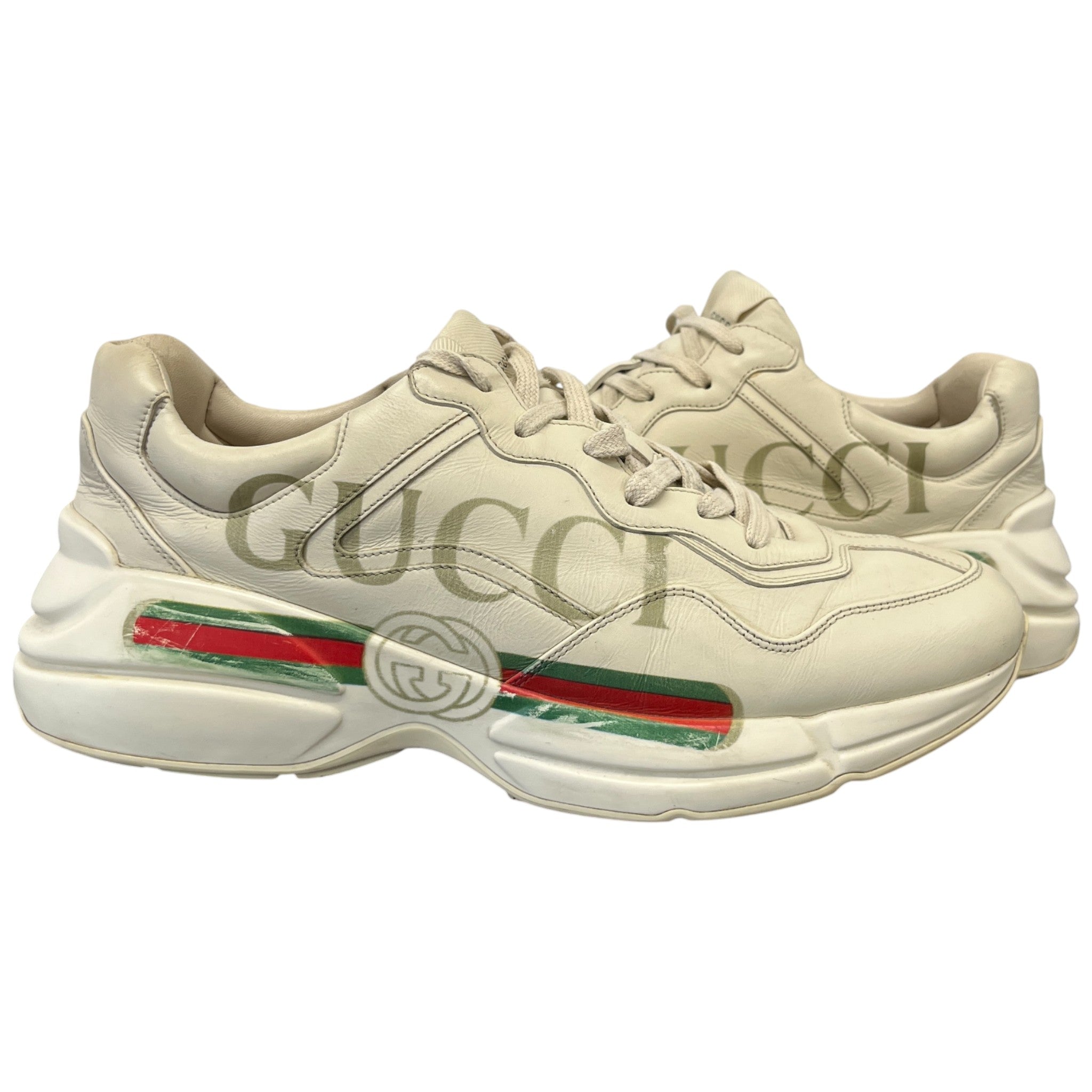 Men's Rhyton Stripe Low Trainers Beige Size EU 44.5 / UK 10.5