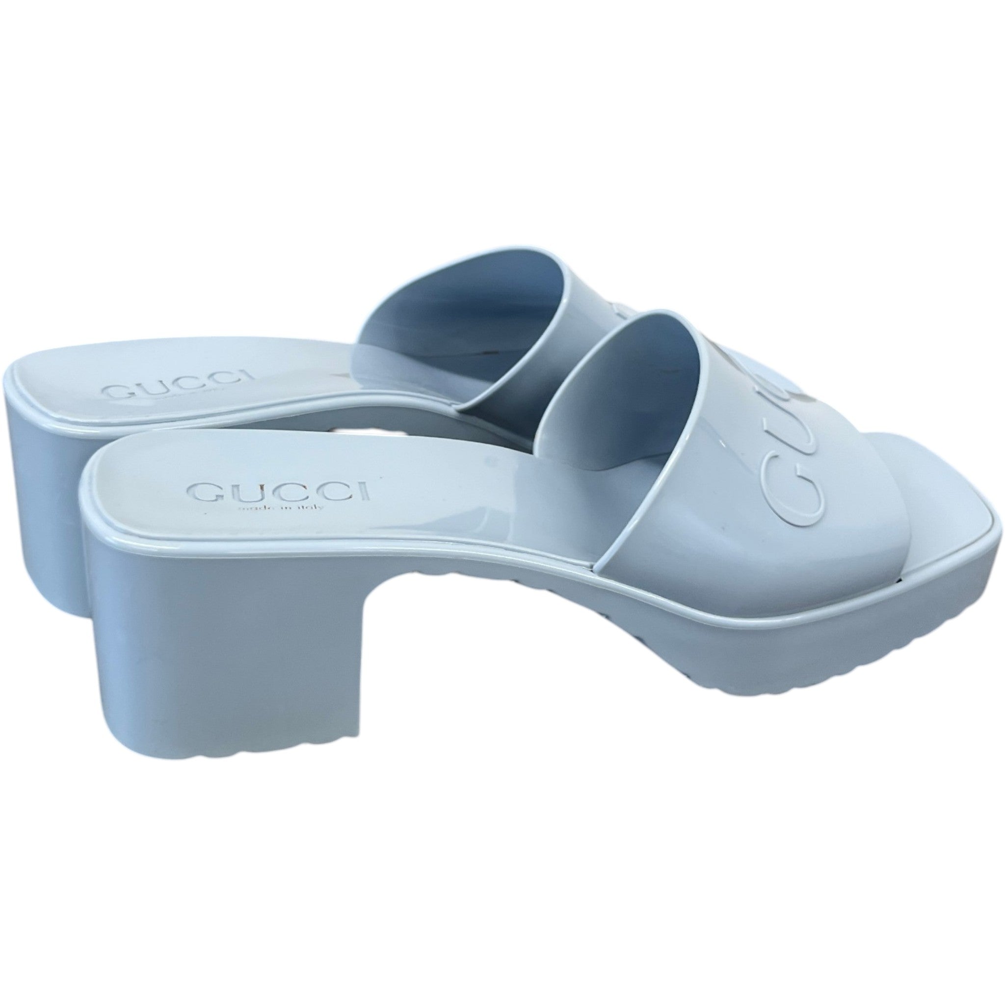 Women's Rubber Logo Heels Blue Size EU 38 / UK 5