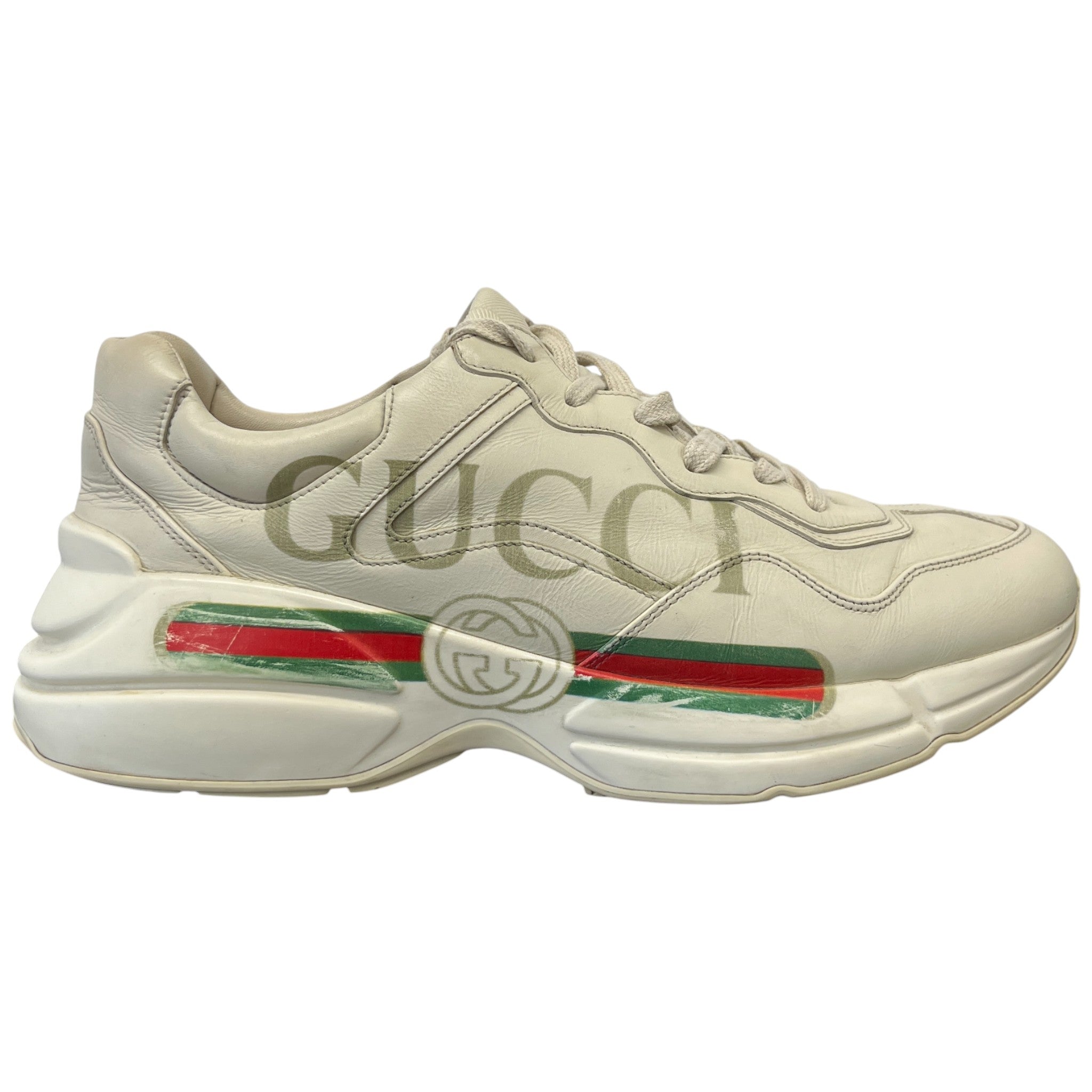 Men's Rhyton Stripe Low Trainers Beige Size EU 44.5 / UK 10.5