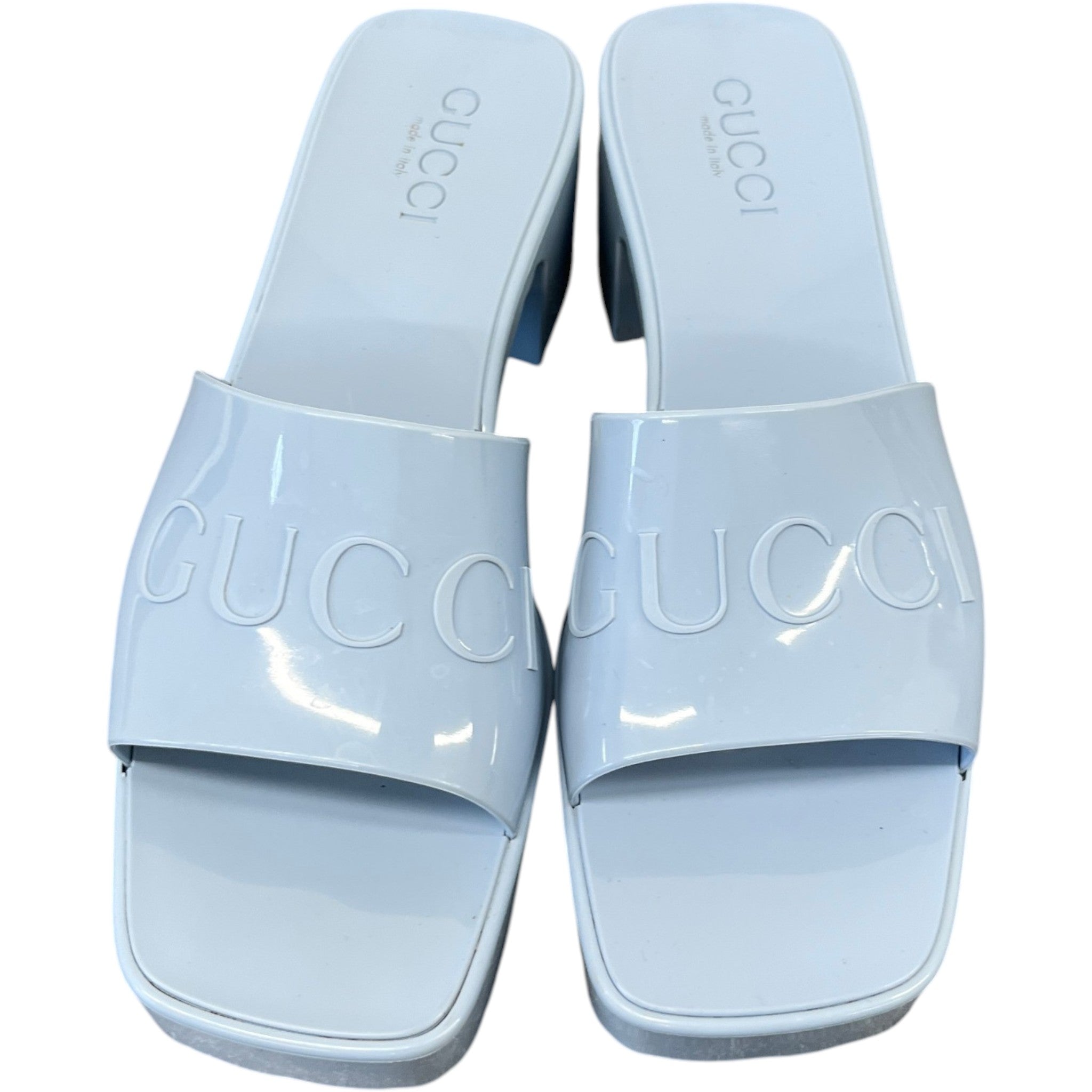 Women's Rubber Logo Heels Blue Size EU 38 / UK 5