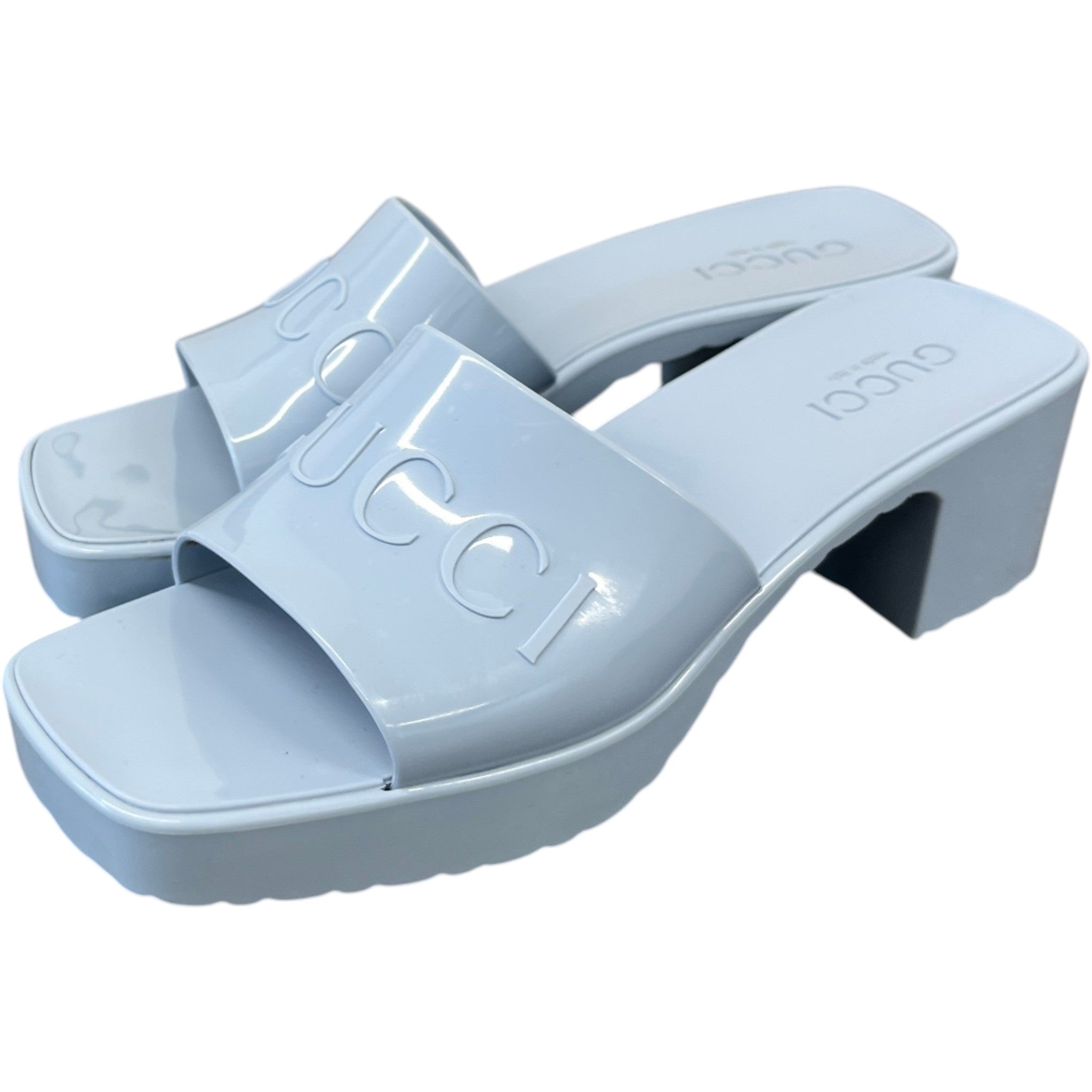 Women's Rubber Logo Heels Blue Size EU 38 / UK 5