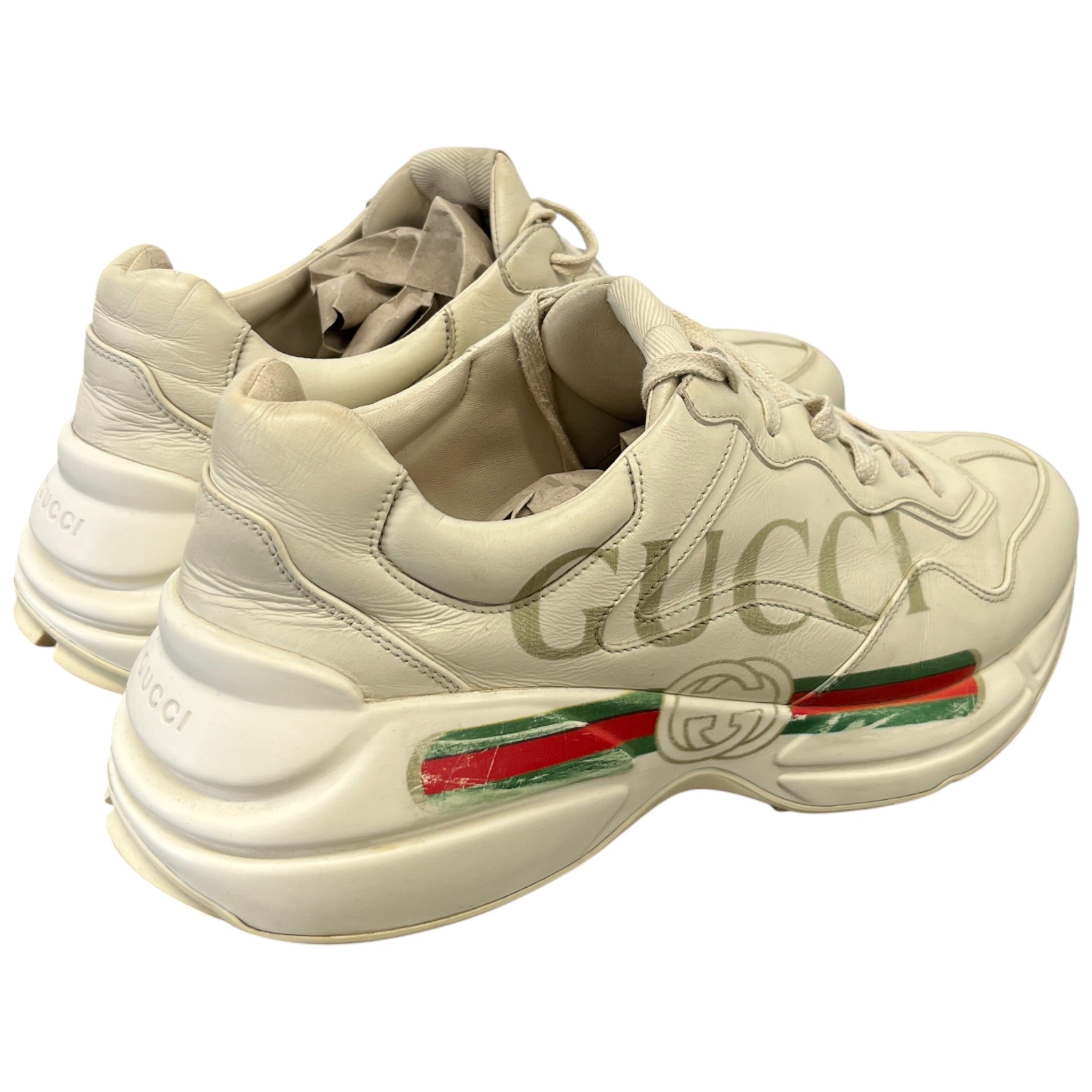 Men's Rhyton Stripe Low Trainers Beige Size EU 44.5 / UK 10.5