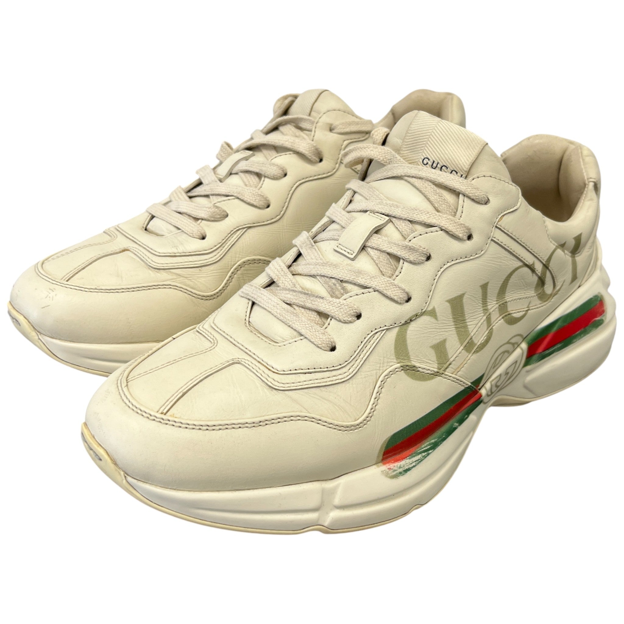 Men's Rhyton Stripe Low Trainers Beige Size EU 44.5 / UK 10.5