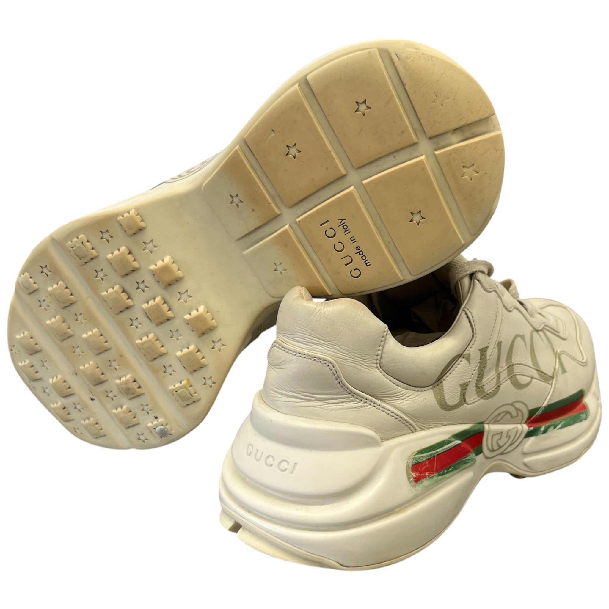 Men's Rhyton Stripe Low Trainers Beige Size EU 44.5 / UK 10.5