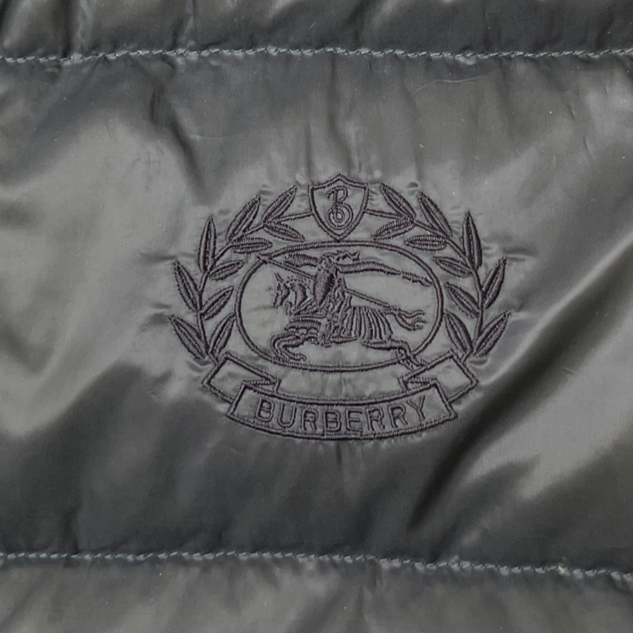 Men's Embroidered Logo Down Jacket Navy Size S