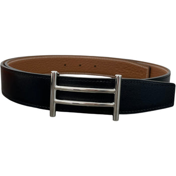 Men's H Buckle Reversible Belt Black Size Waist 32