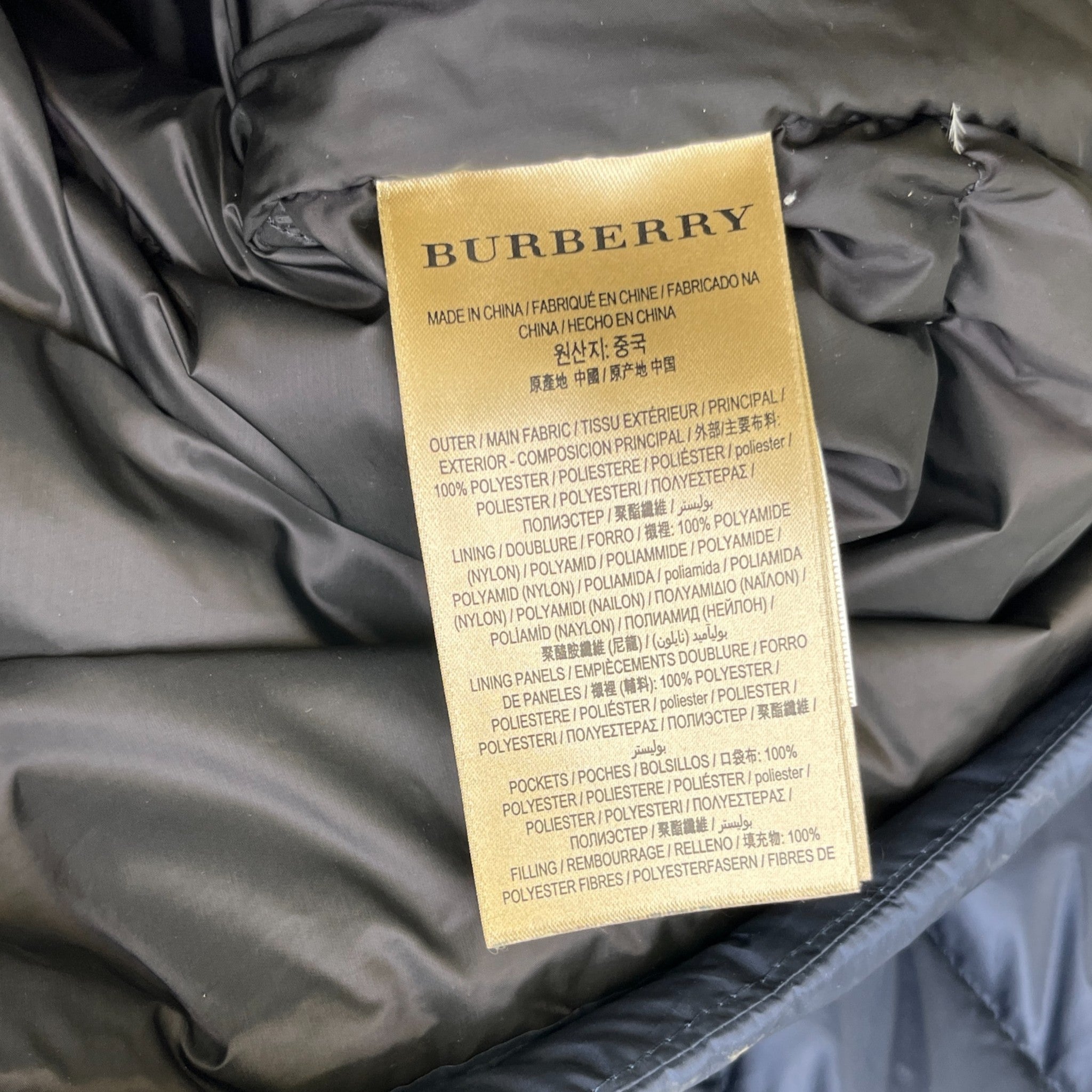 Men's Embroidered Logo Down Jacket Navy Size S