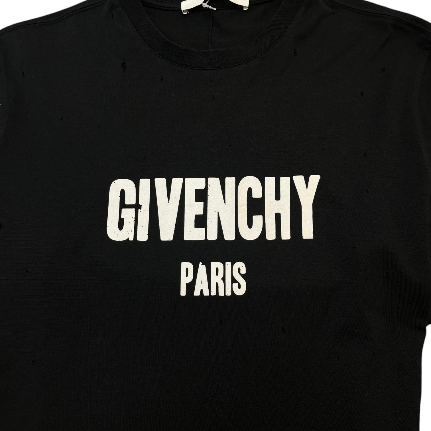 Men's Distressed Logo T-Shirt Black Size XS