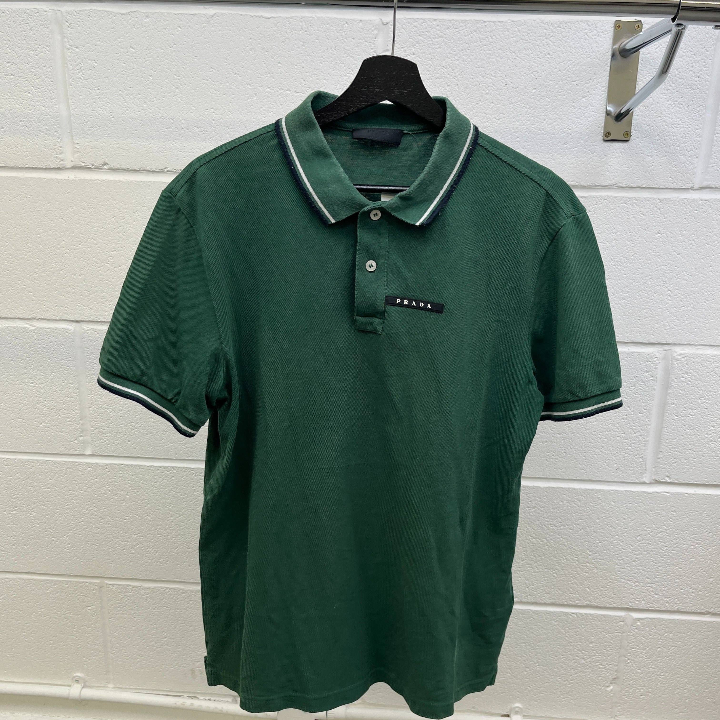 Men's Tab Logo Polo Shirt Green Size XL