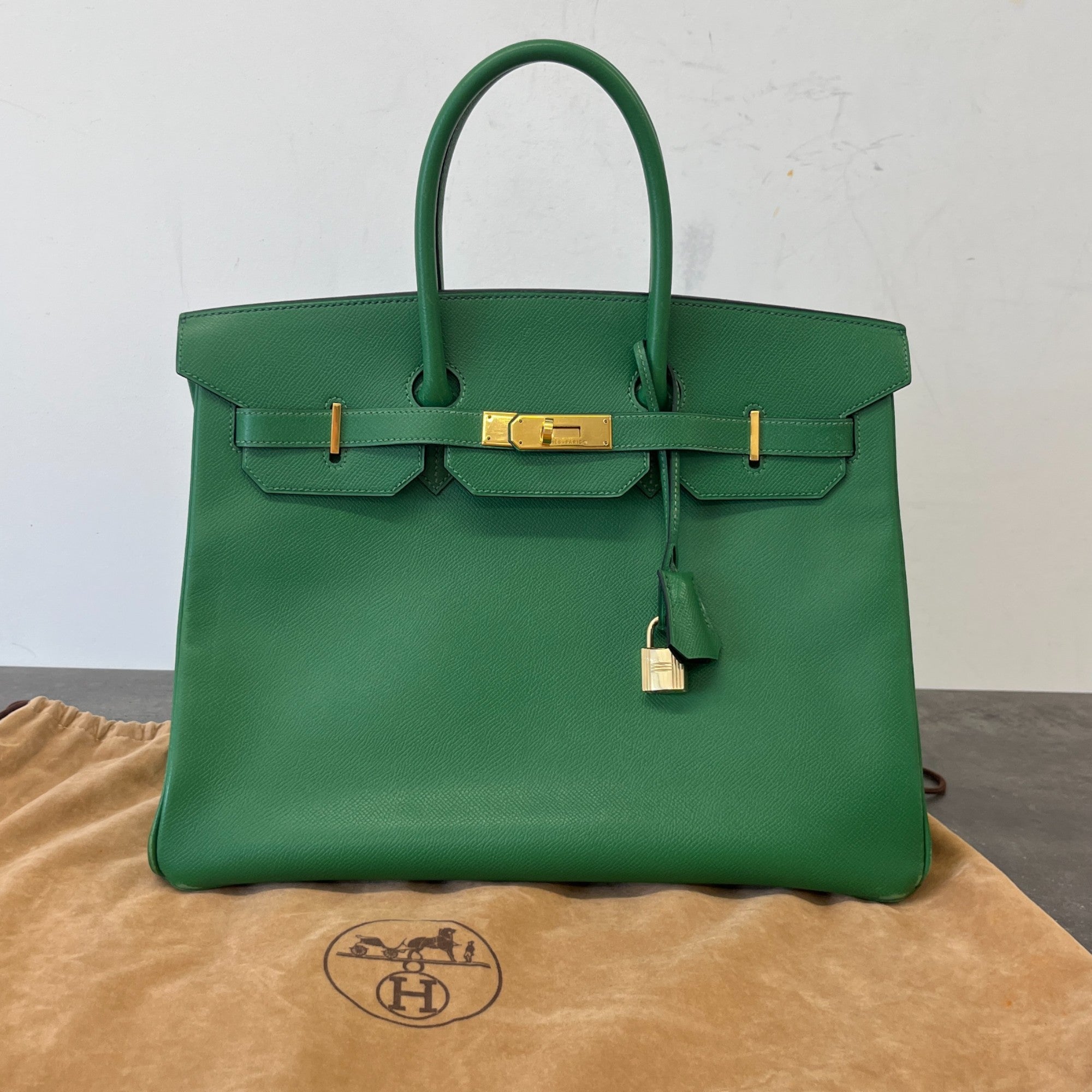 Women's Birkin 35 Epsom Leather Handbag Green