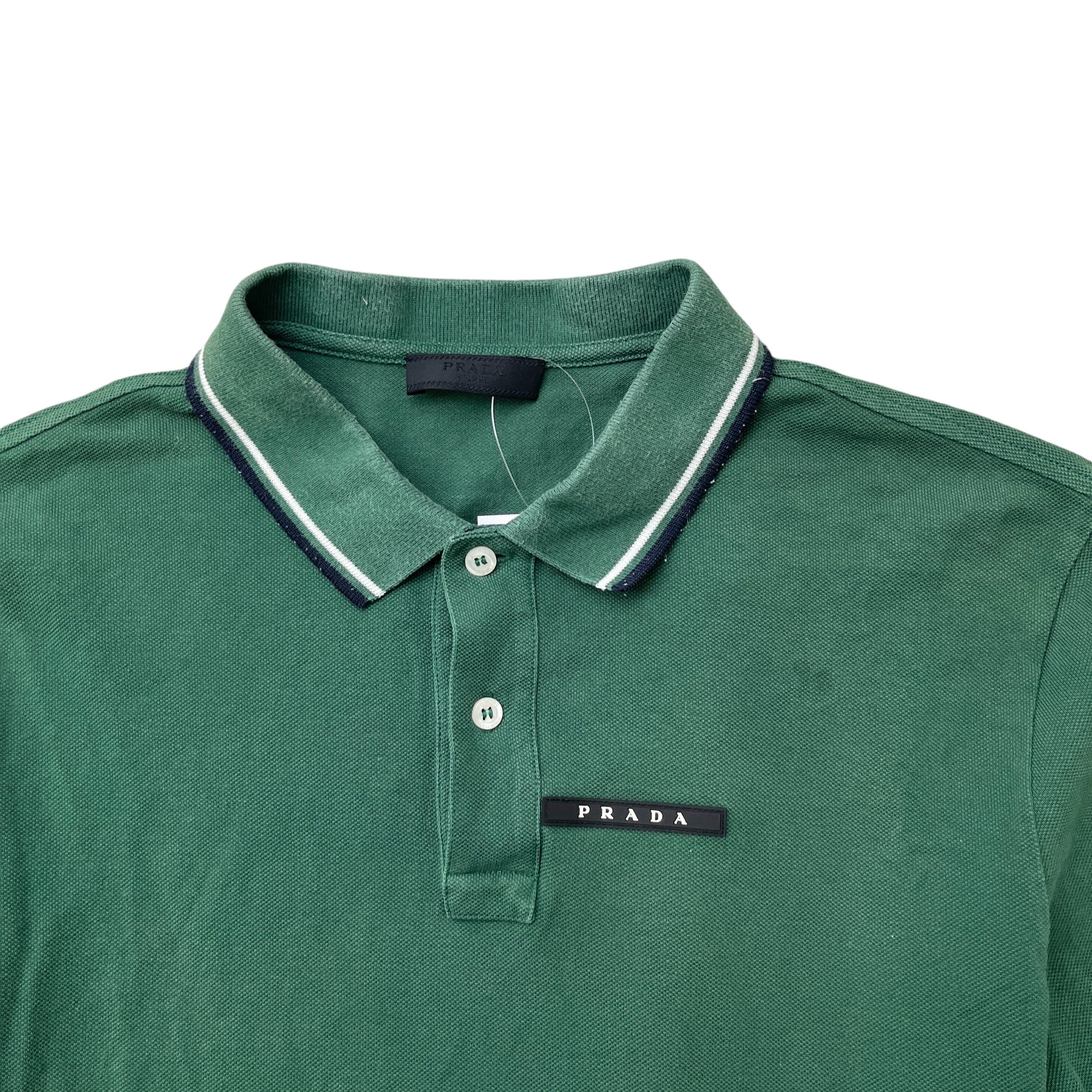 Men's Tab Logo Polo Shirt Green Size XL