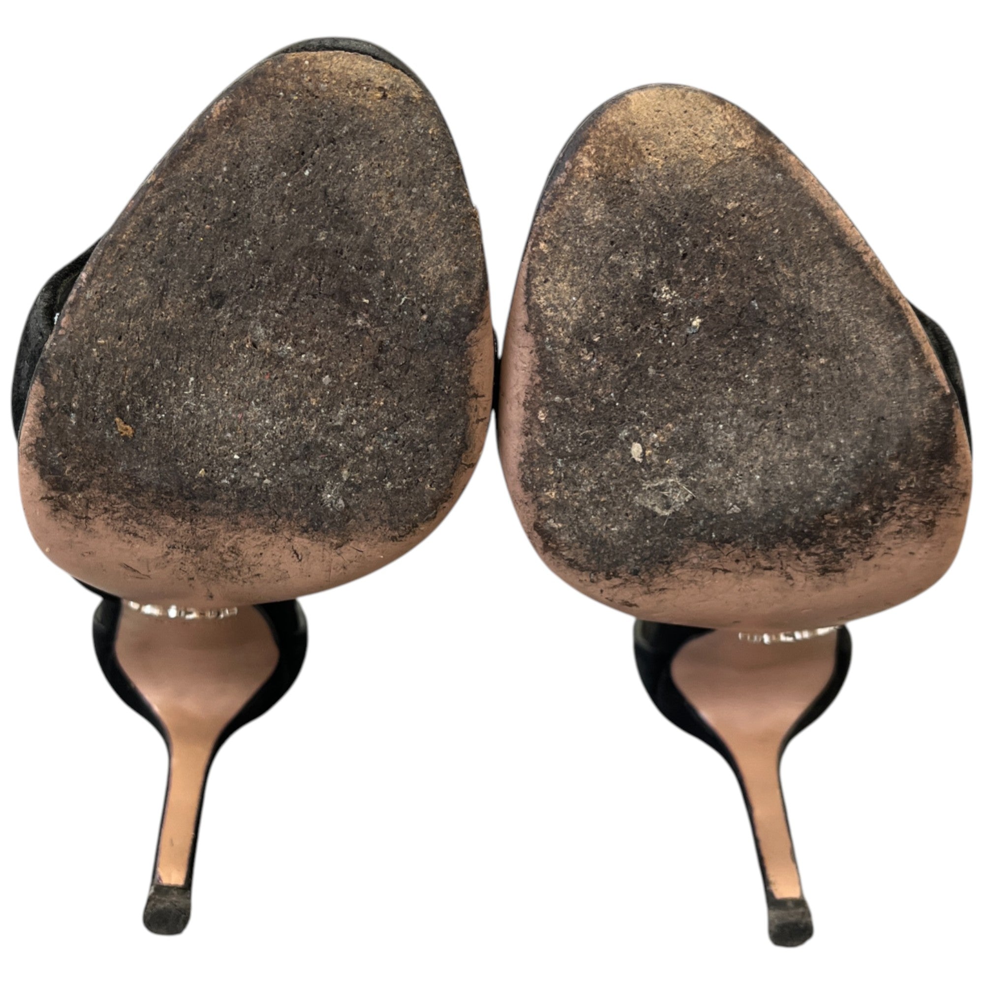 Women's Suede Wavy Strap Heels Black Size EU 35.5 / UK 2.5