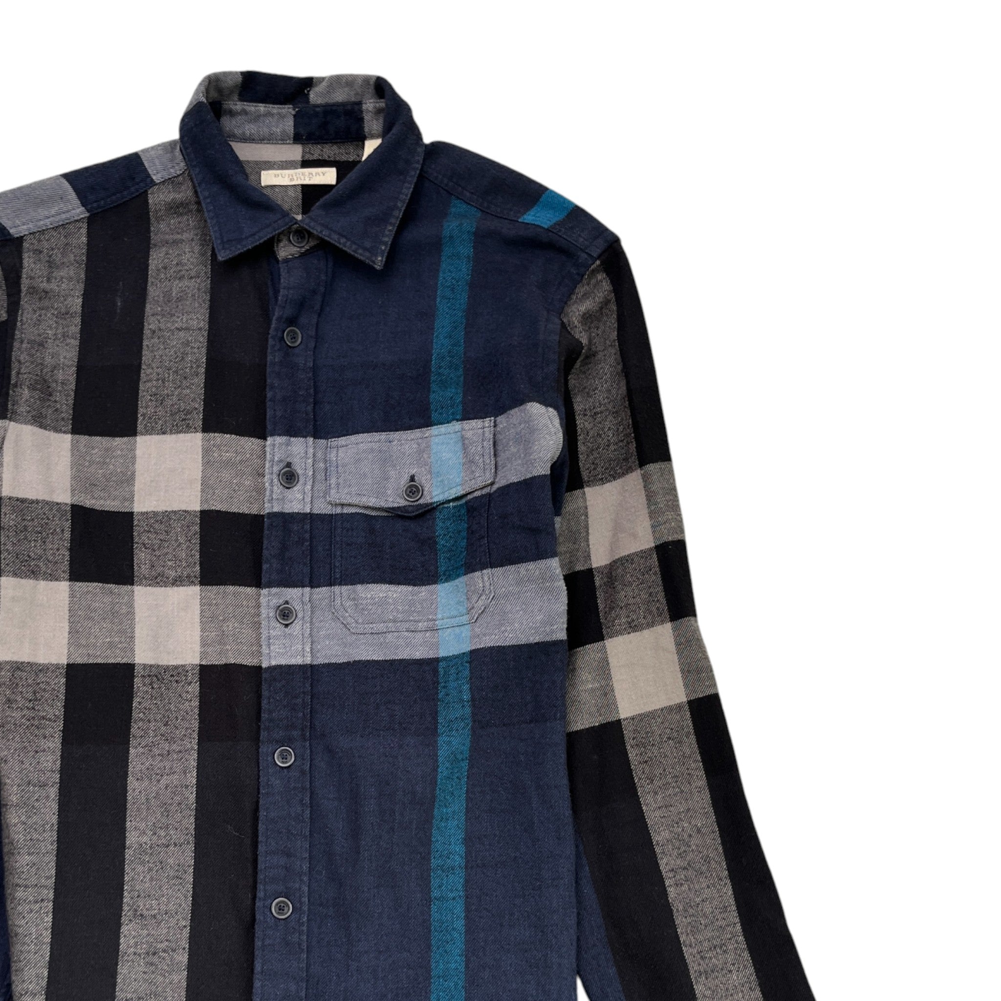 Men's Checkered Long Sleeve Shirt Blue Size S
