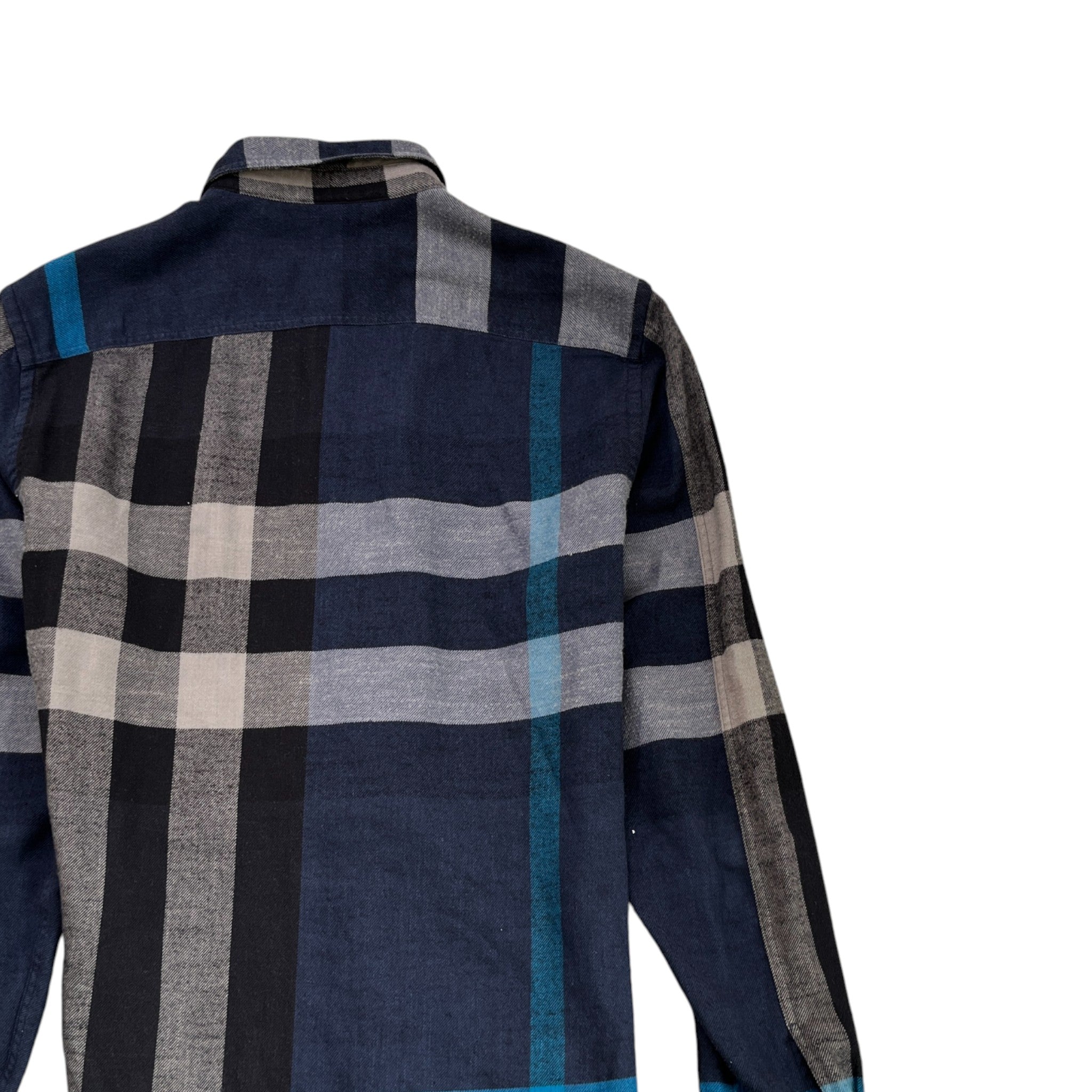 Men's Checkered Long Sleeve Shirt Blue Size S