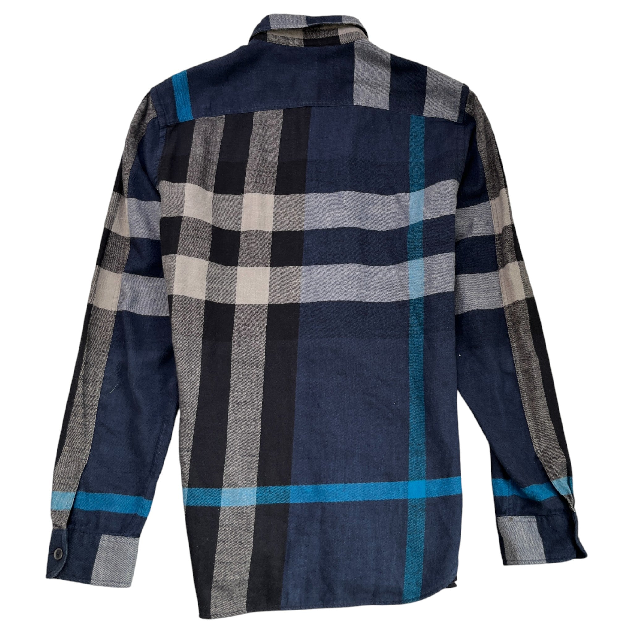 Men's Checkered Long Sleeve Shirt Blue Size S