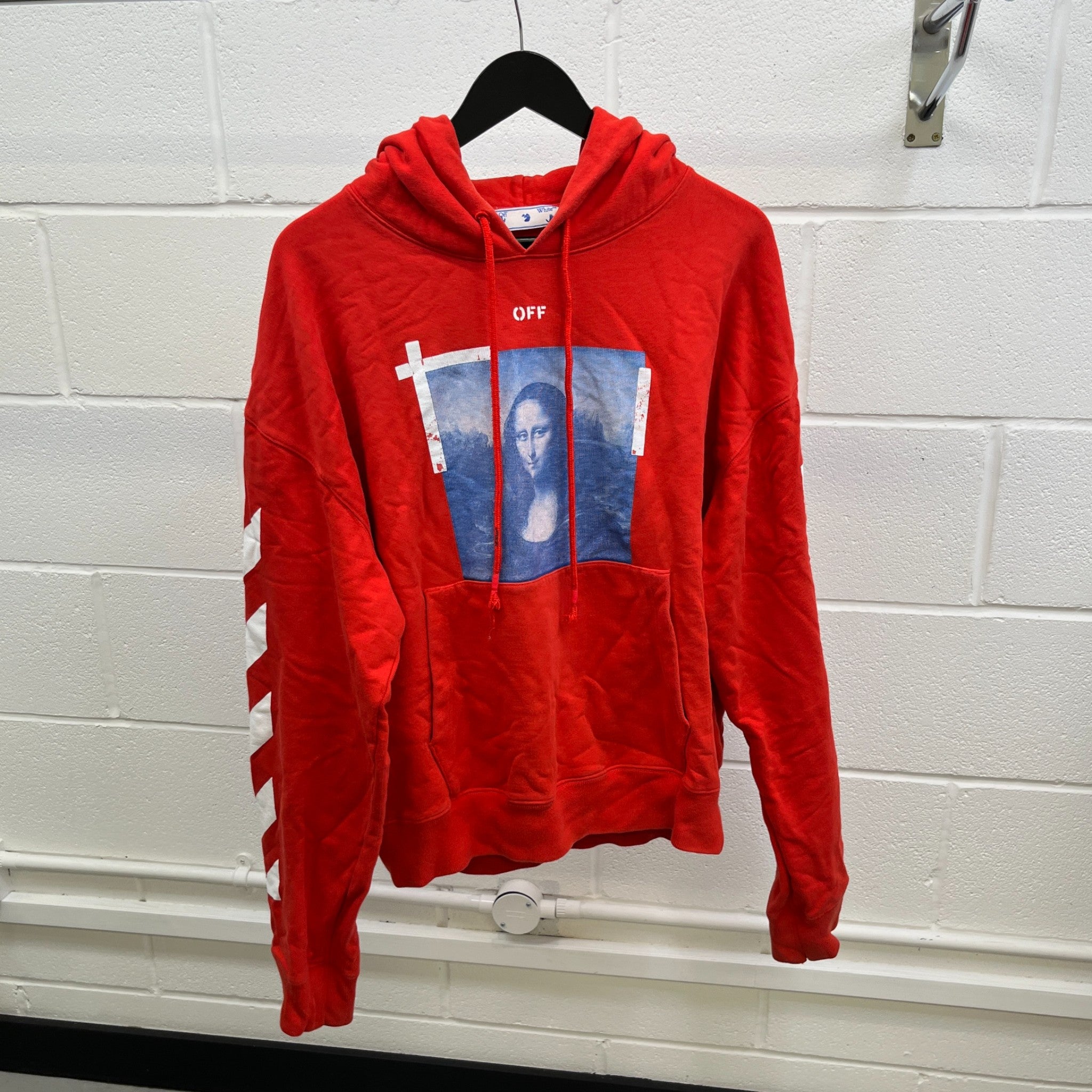 Men's Mona Lisa Print Hoodie Red Size L