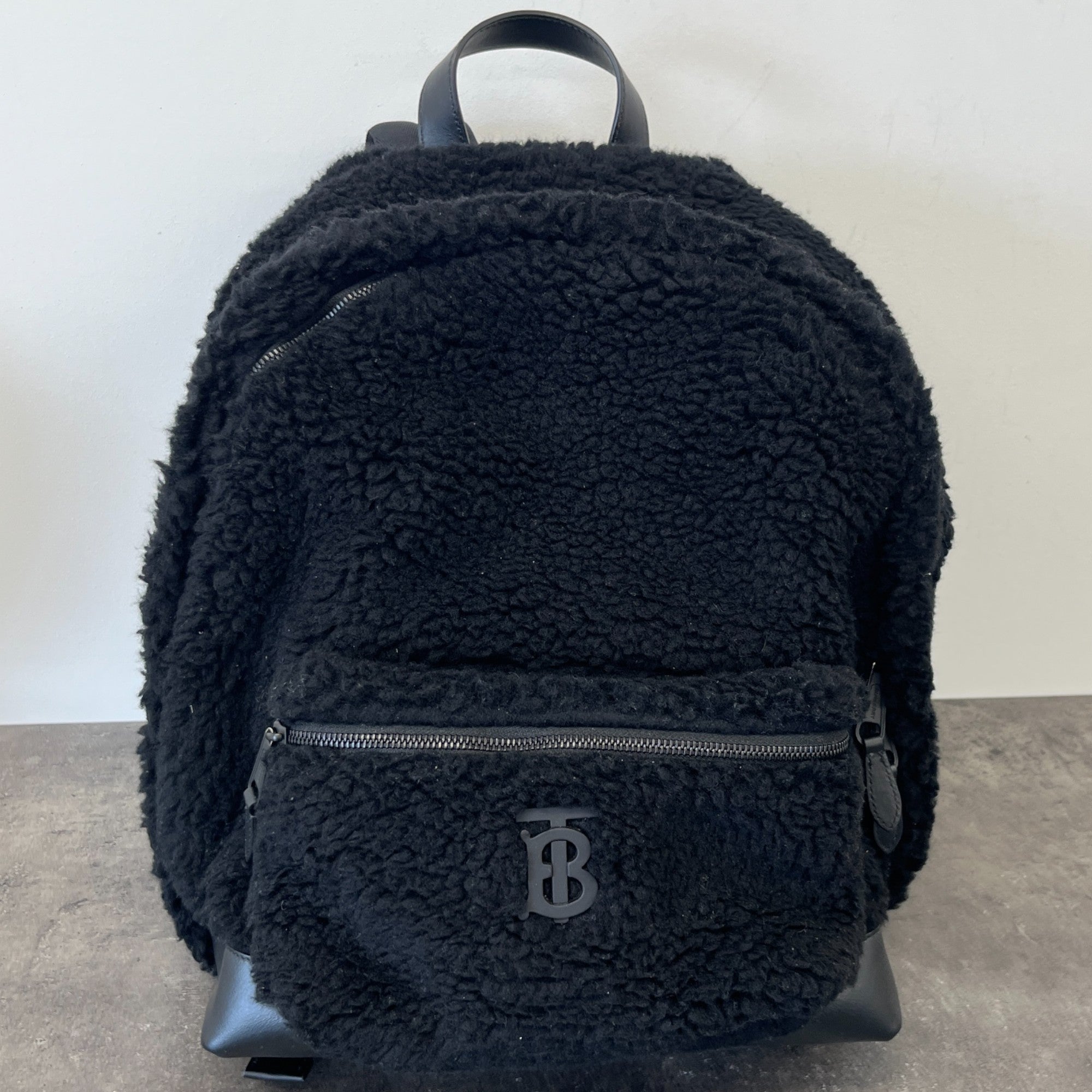 Women's Fleece Logo Print Backpack Black