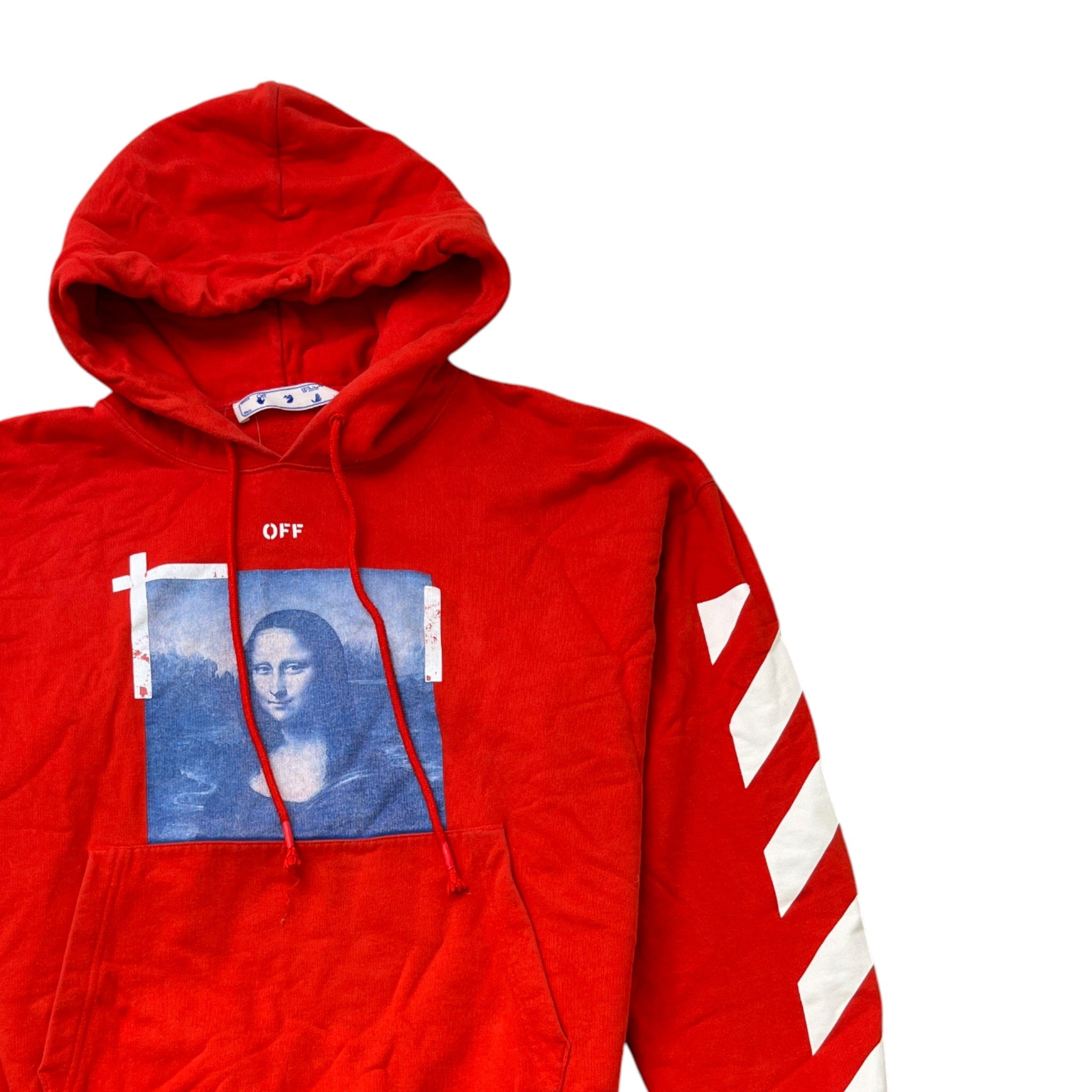 Men's Mona Lisa Print Hoodie Red Size L