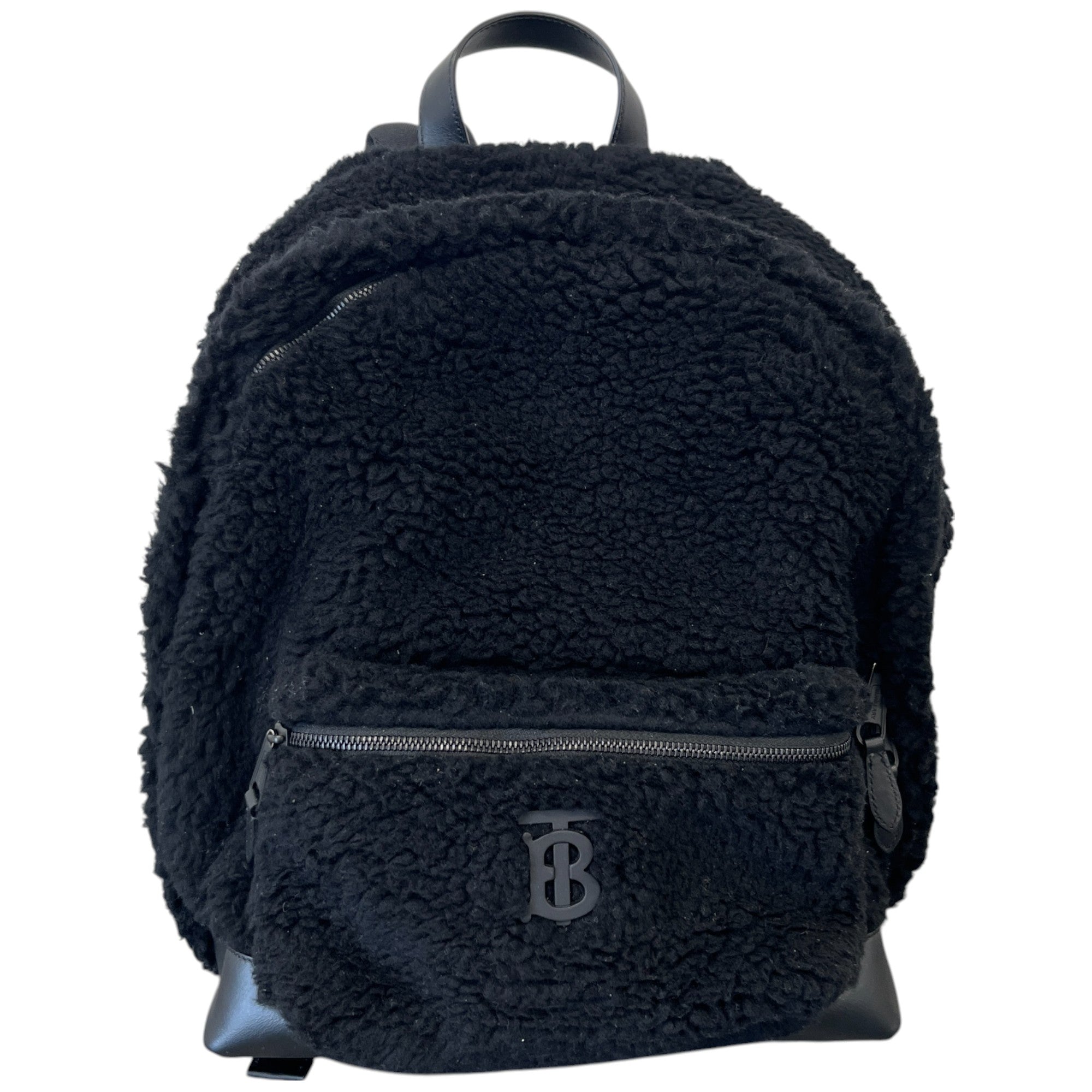 Women's Fleece Logo Print Backpack Black