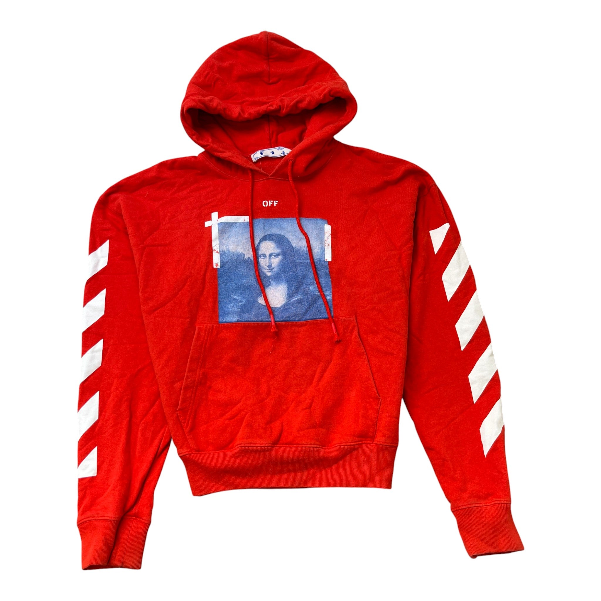 Men's Mona Lisa Print Hoodie Red Size L